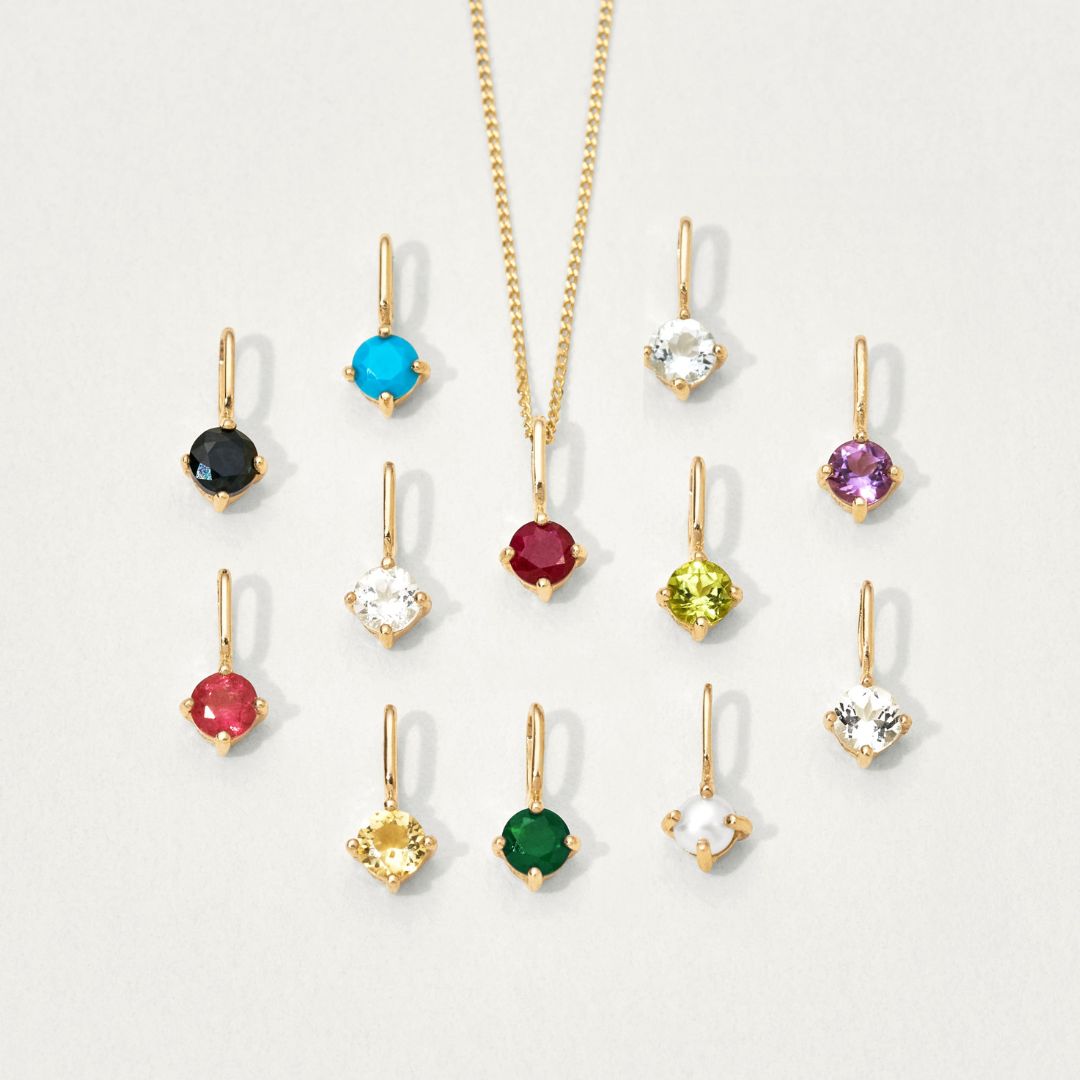Gold Small Individual Birthstone Charm