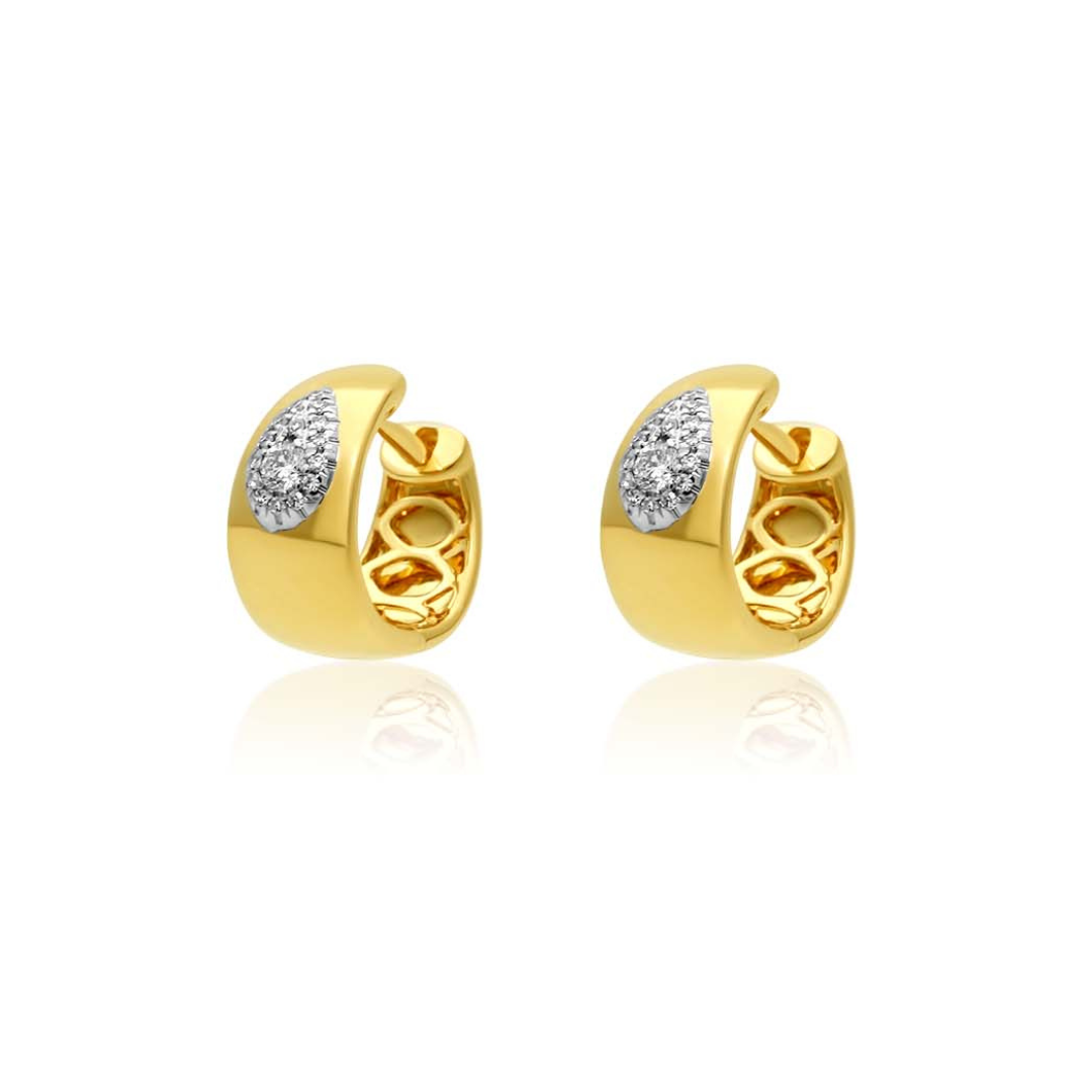 Gold Pear Pave Diamond Hoop Earrings