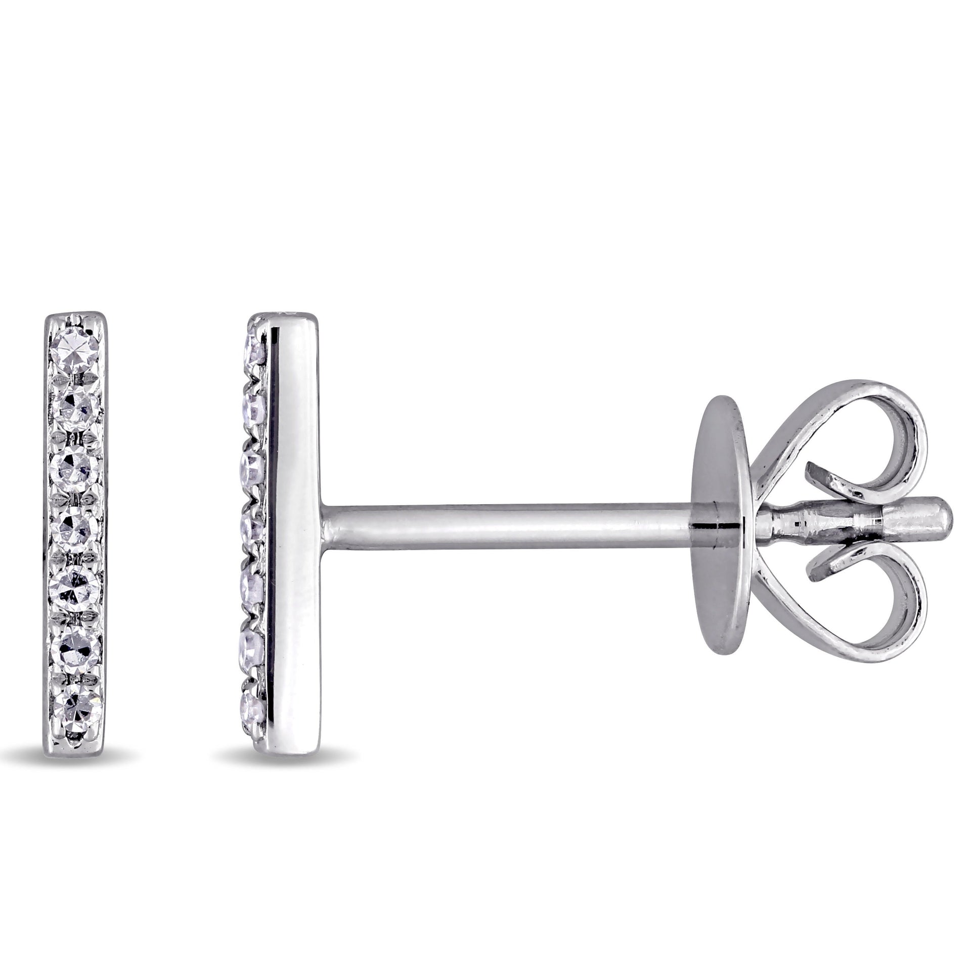 Diamond Bar Earrings in 14K White Gold