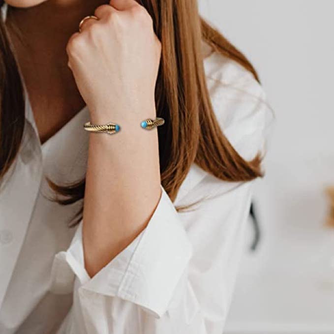 18K Gold Turquoise Cuff Bangle