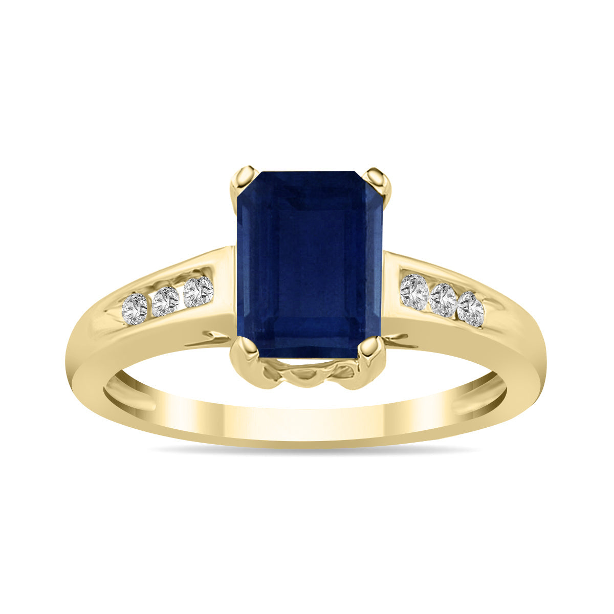 Sapphire And Diamond Ring In 14K Yellow Gold