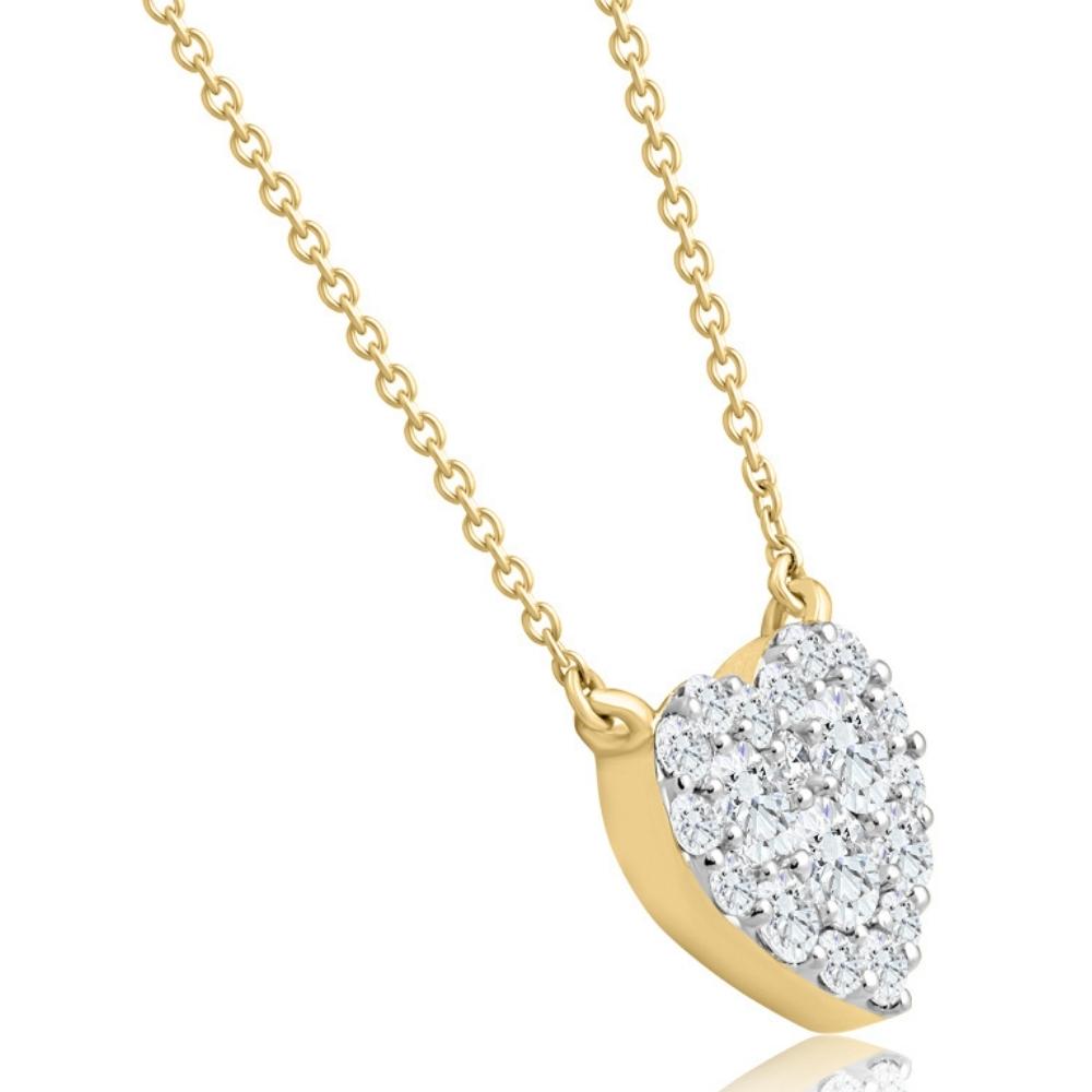 1ct T.W. Heart Diamond Pendant 10k Yellow Gold Lab Grown 18' Necklace
