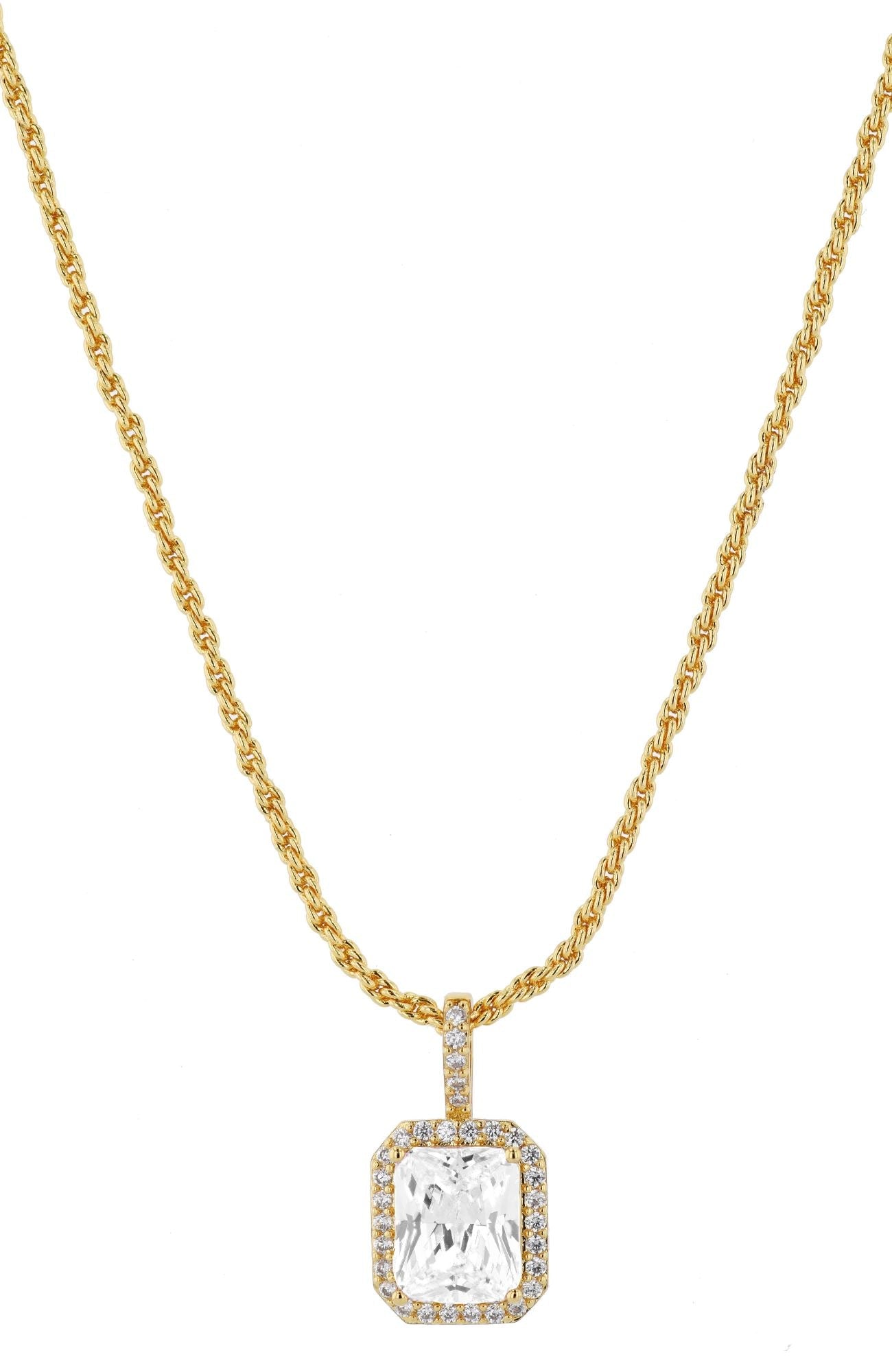 Gold Plated Large Cushion Halo Pendant