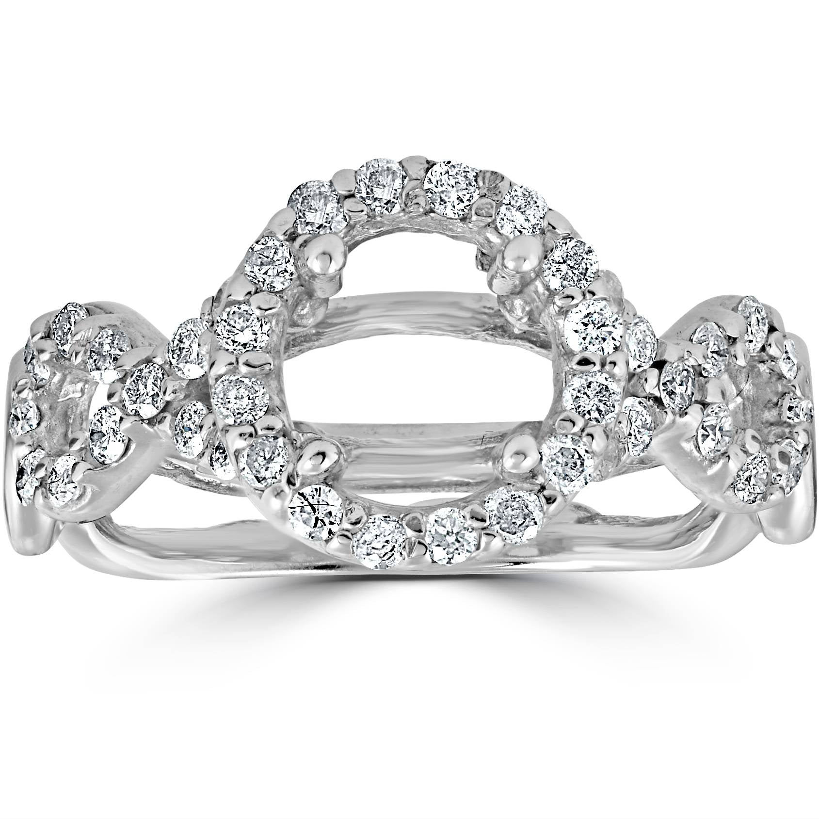 3/4ct Pave Halo Diamond Ring 14K White Gold