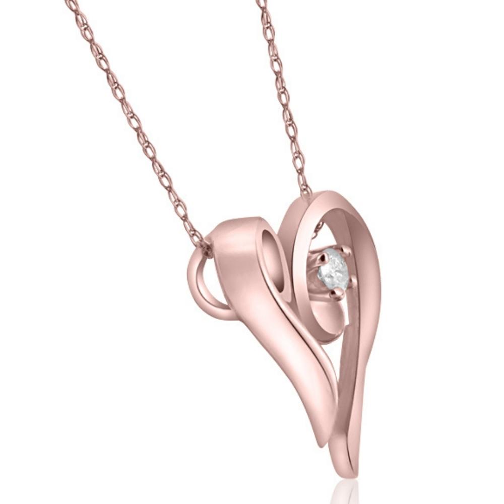 1/10Ct Solitaire Diamond Heart Pendant Necklace in White, Yellow, or Rose Gold
