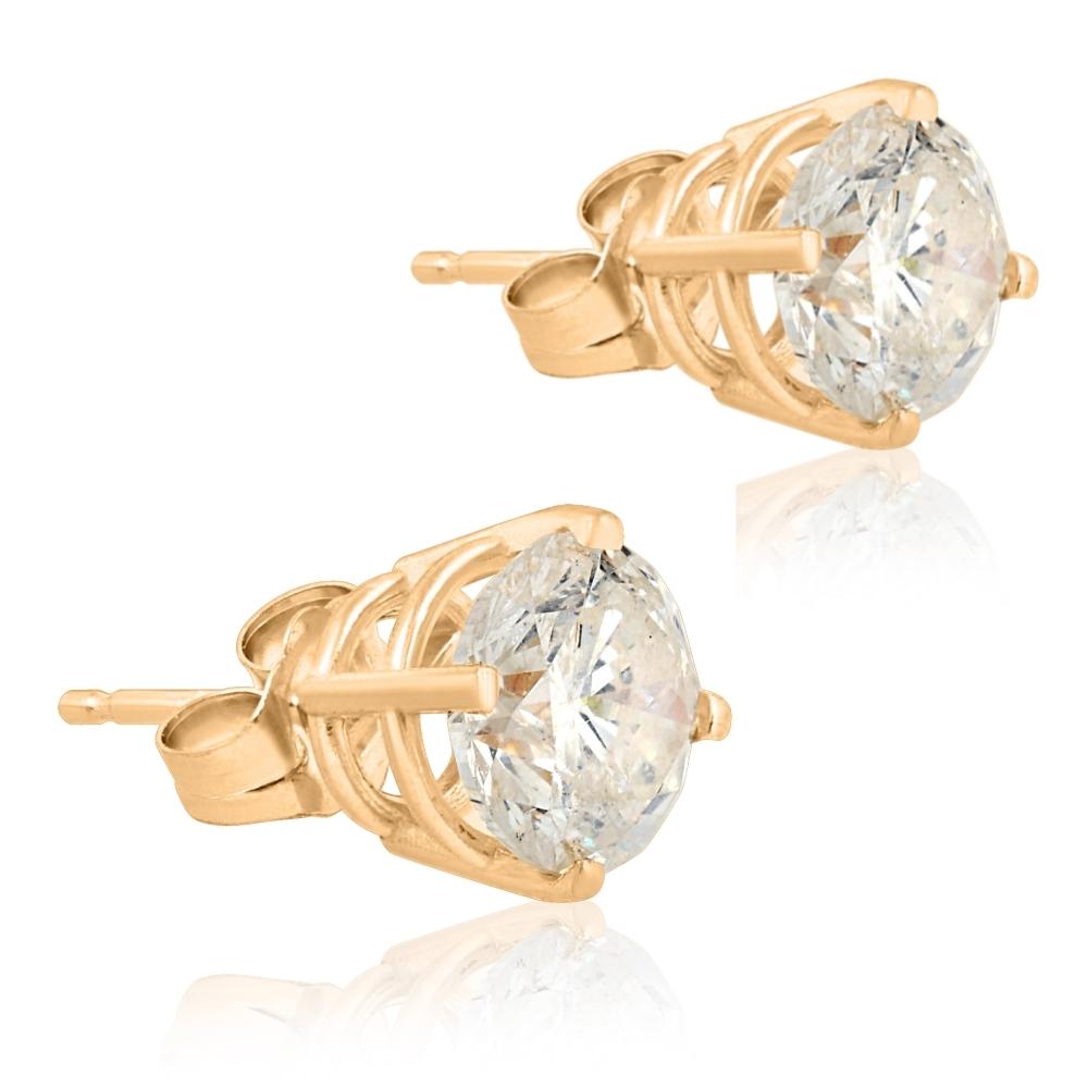 3 Ct Diamond Studs 14k Yellow Gold