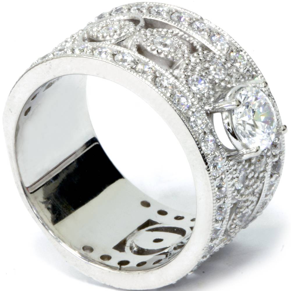 1 5/8 Carat Vintage Diamond Engagement Ring 10K White Gold