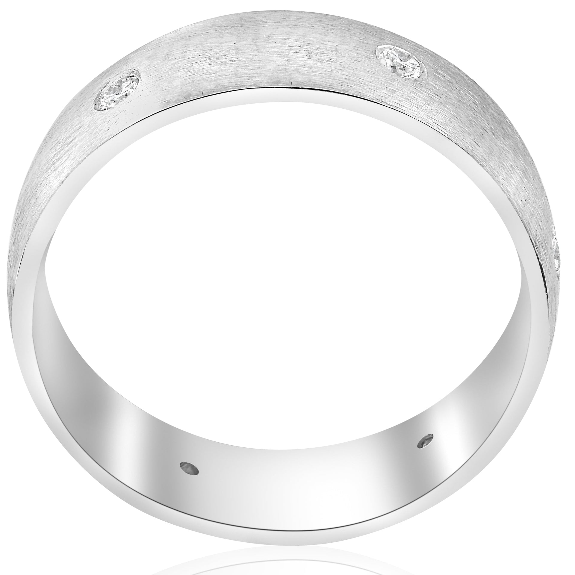 10k White Gold Diamond Brushed Wedding Ring