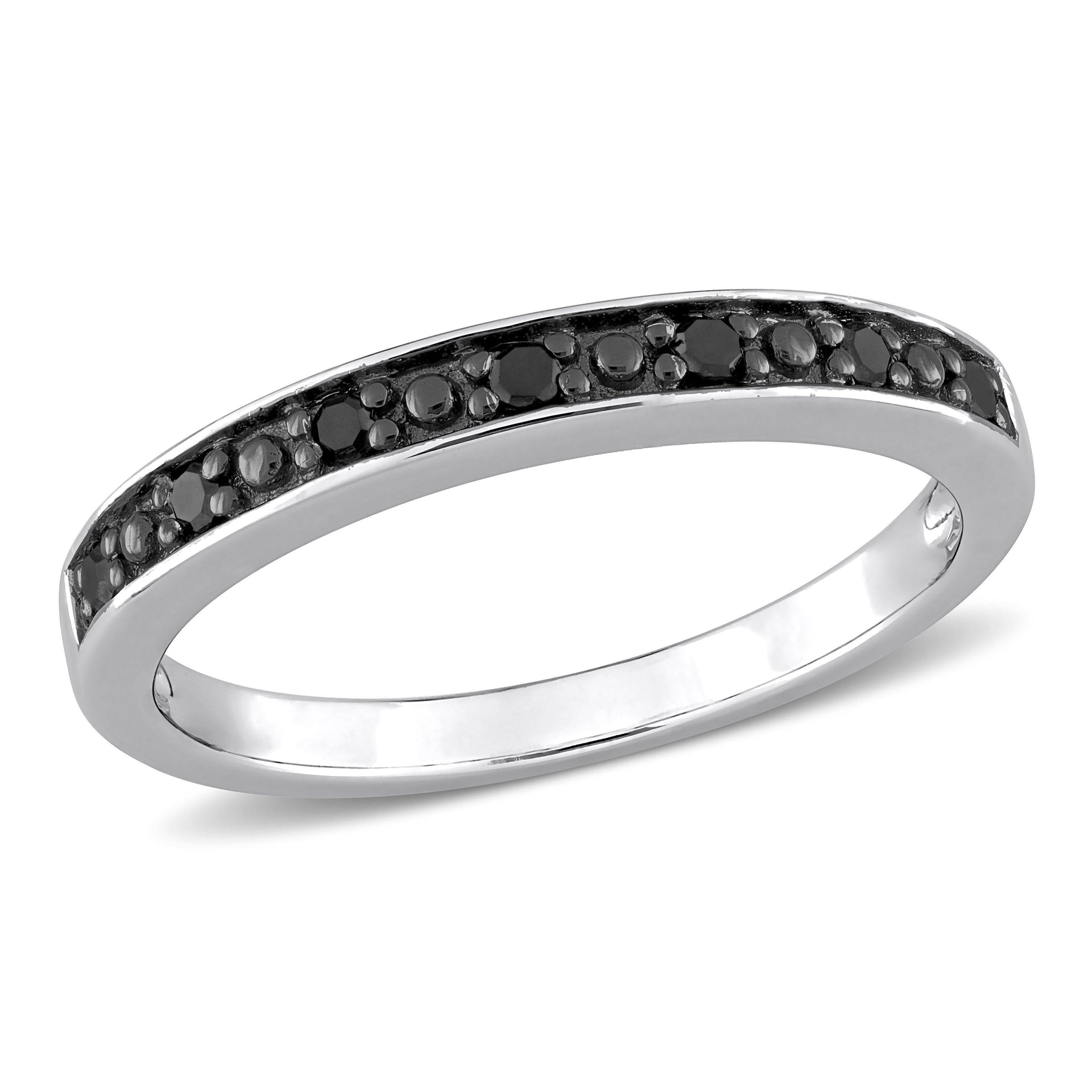 1/10ct TW Black Diamond Wedding Band in Sterling Silver with Black Rhodium