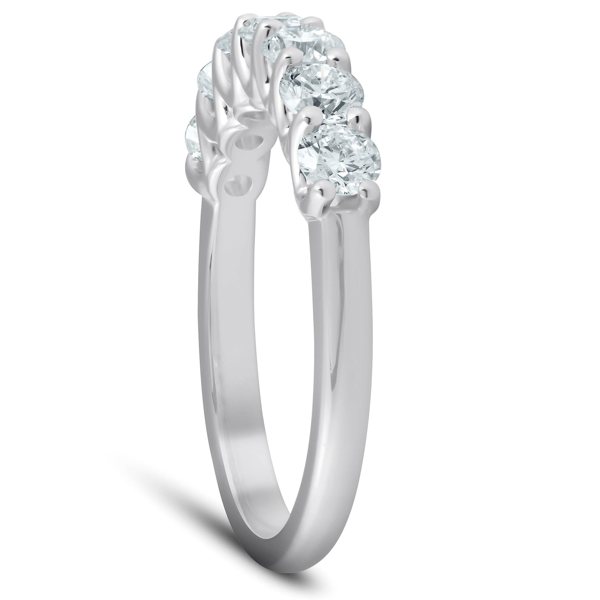 1 Ct Diamond Wedding Ring 7-Stone U Prong Anniversary Band 14k White Gold