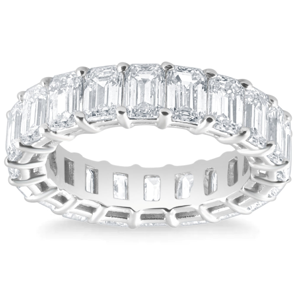 6 ct Emerald Cut Diamond Eternity Ring Lab Grown 14k White or Yellow Gold