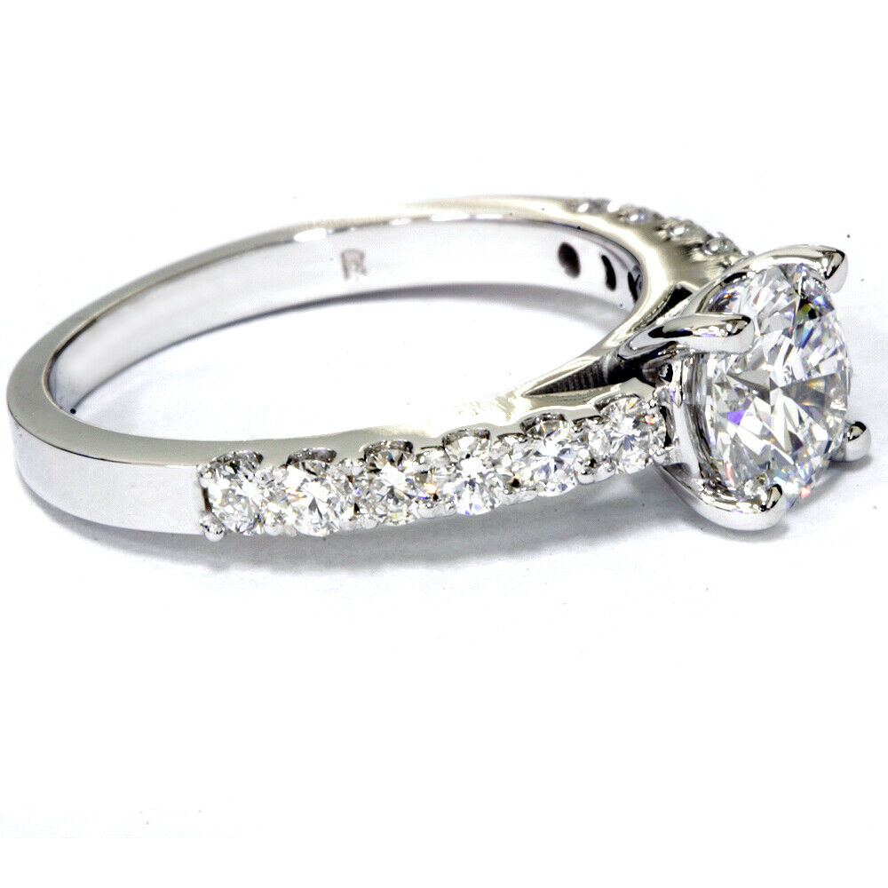 Certified 2ct Diamond Engagement Ring Solitaire Accent 14K White Gold Lab Grown