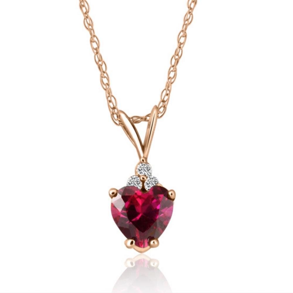 1/2 CT Diamond & Ruby Heart Pendant 14K White Yellow or Rose Gold Necklace 1/2'