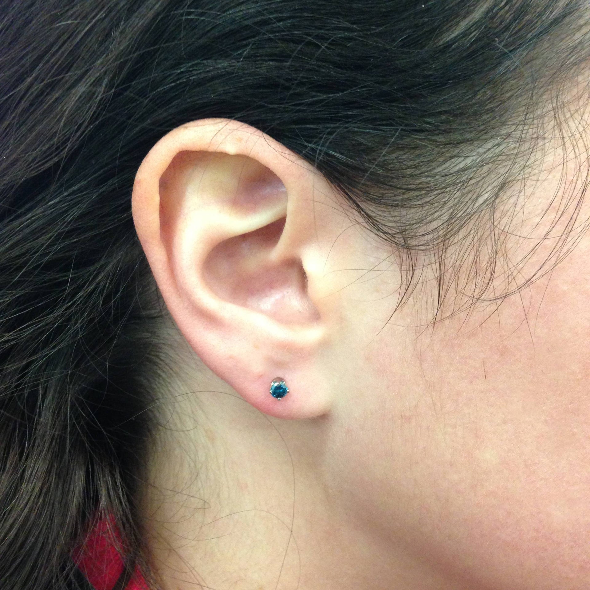 1/3ct Blue Diamond Studs 14 Karat Yellow Gold