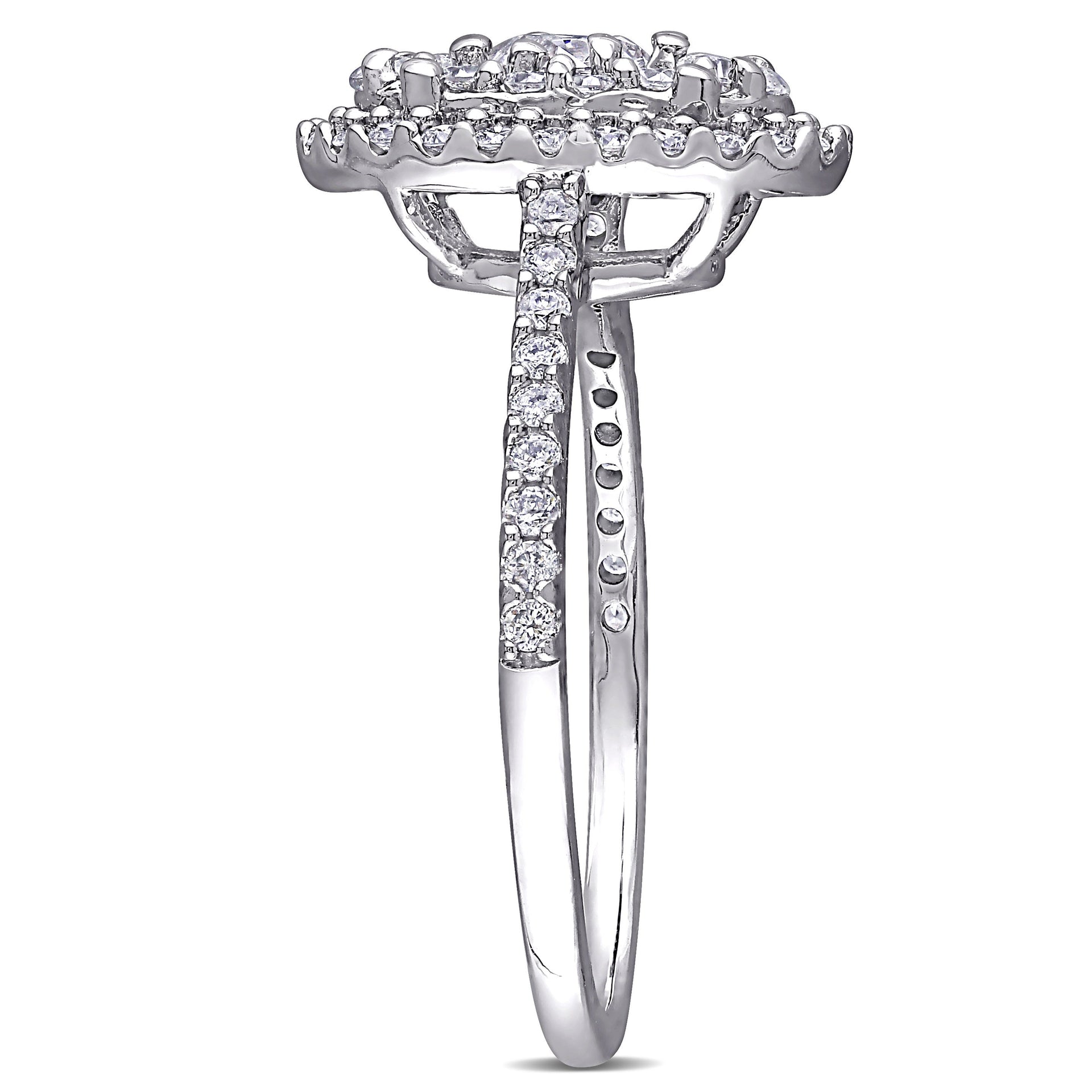 Mimi & Max 1ct TW Diamond Oval Shape Composite Engagement Ring 10k White Gold