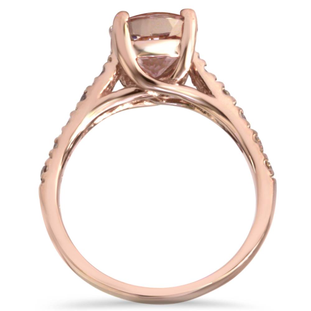 8MM Morganite & 1/4 Carat Diamond 14K Rose Gold Engagement Ring (1 3/4TW) Women