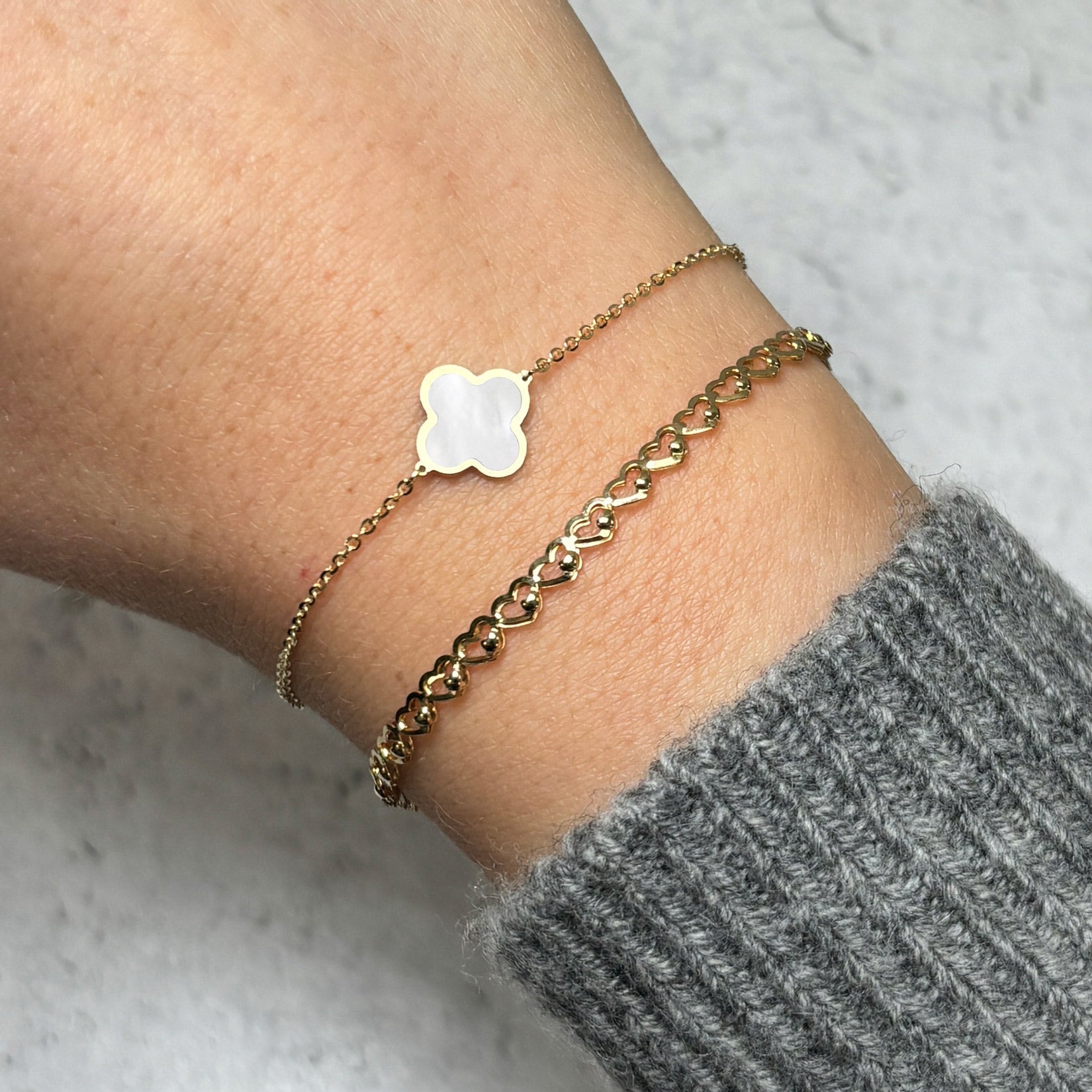 Small Mother of Pearl Single Clover Bracelet