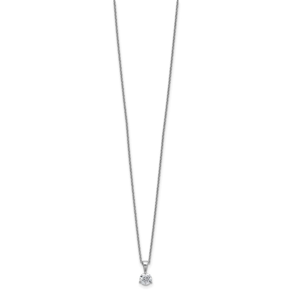 14k White Gold Round 0.90 CT Lab-grown Diamond 3 Prong Solitaire Pendant Necklace 18'