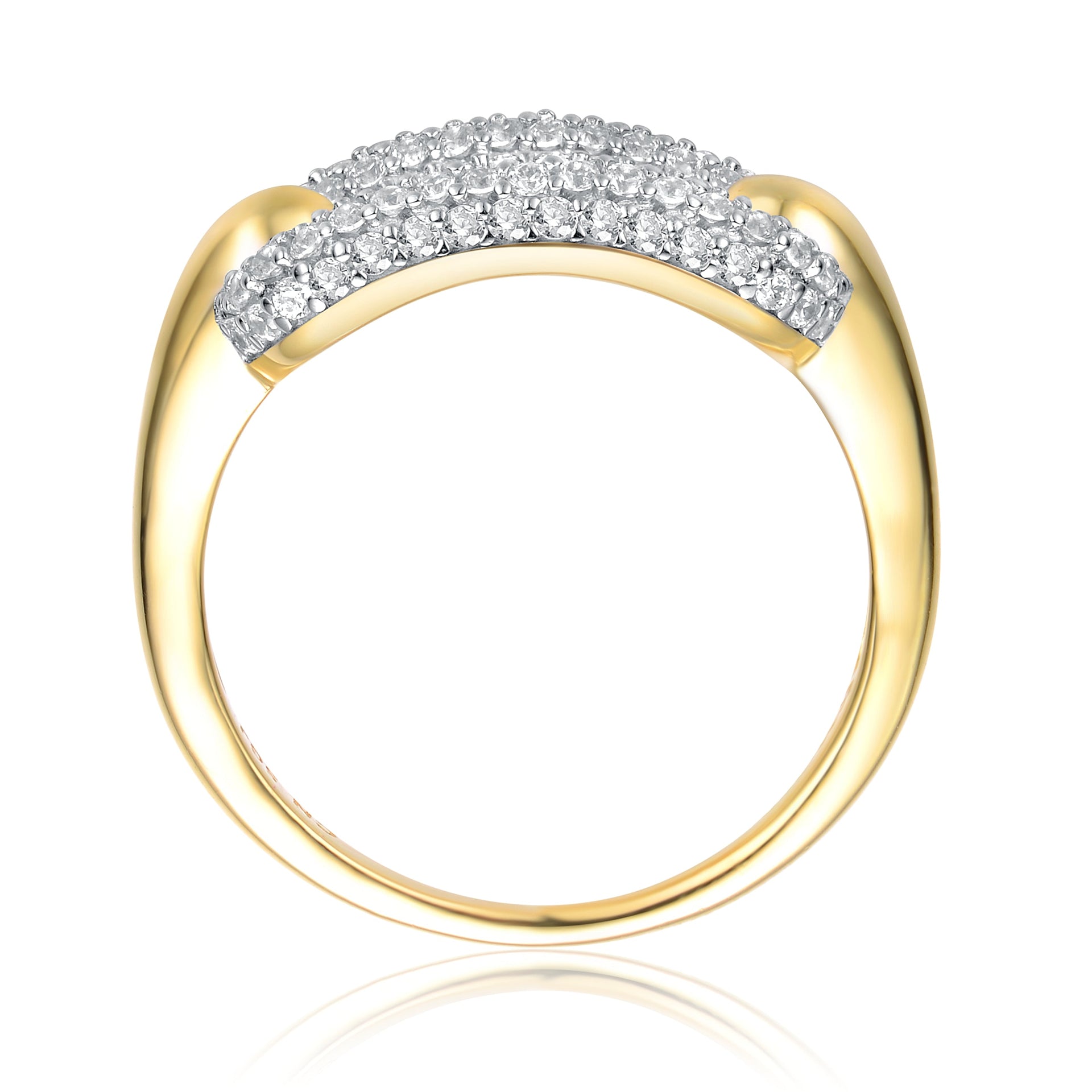 Sterling Silver 14k Gold Plated with Cubic Zirconia Open Link Stacking Ring