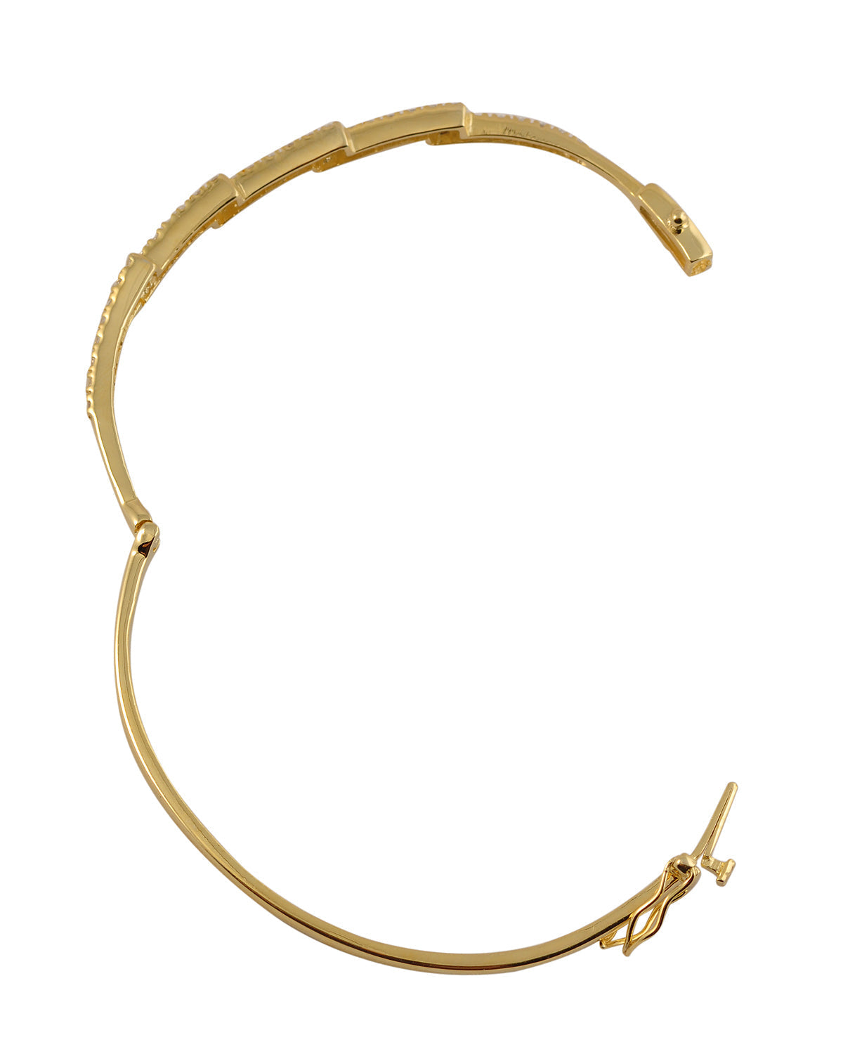 Sterling Silver Gold Plated Cubic Zirconia Pave Bangle Bracelet