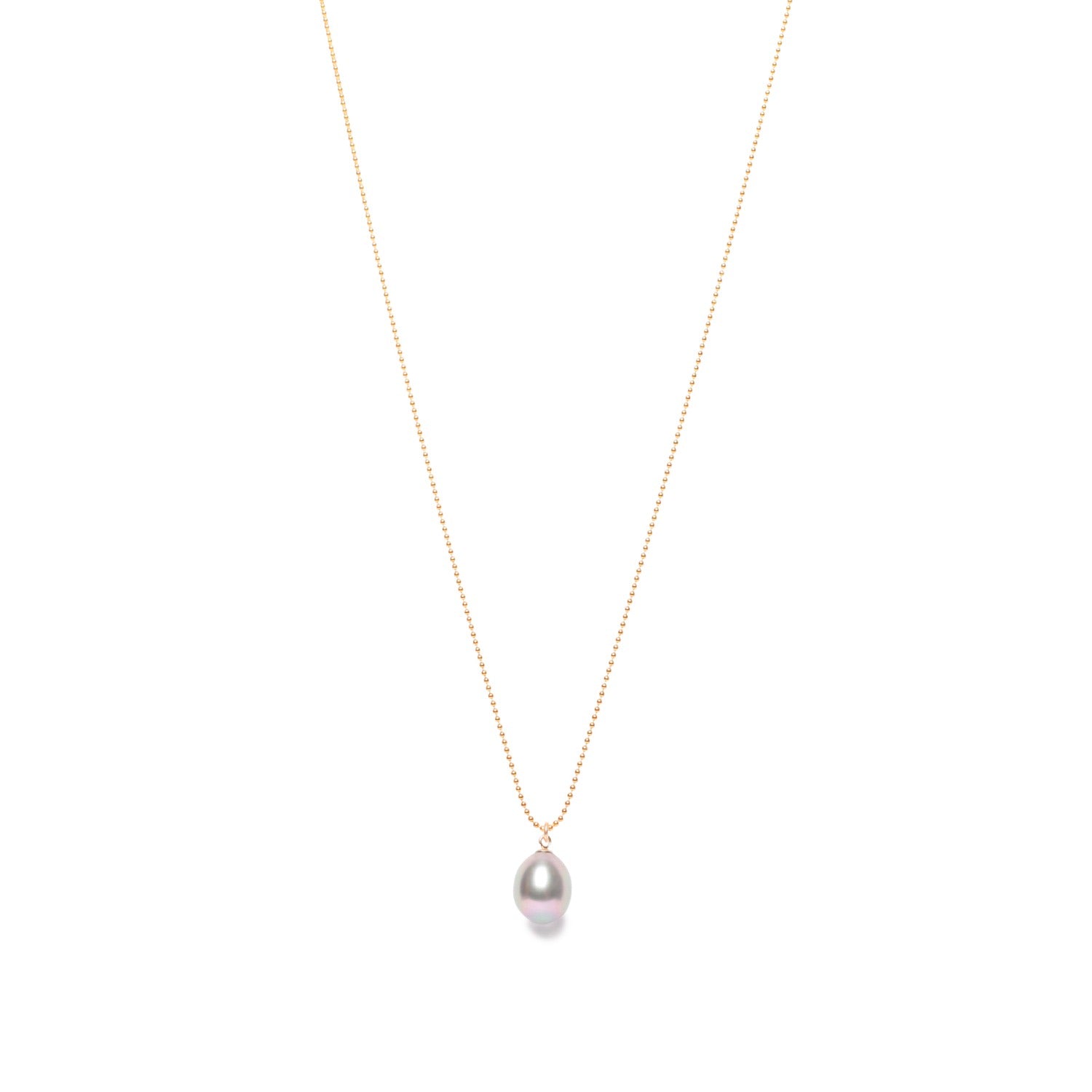Grey Pearl Drop Pendant Gold Chain