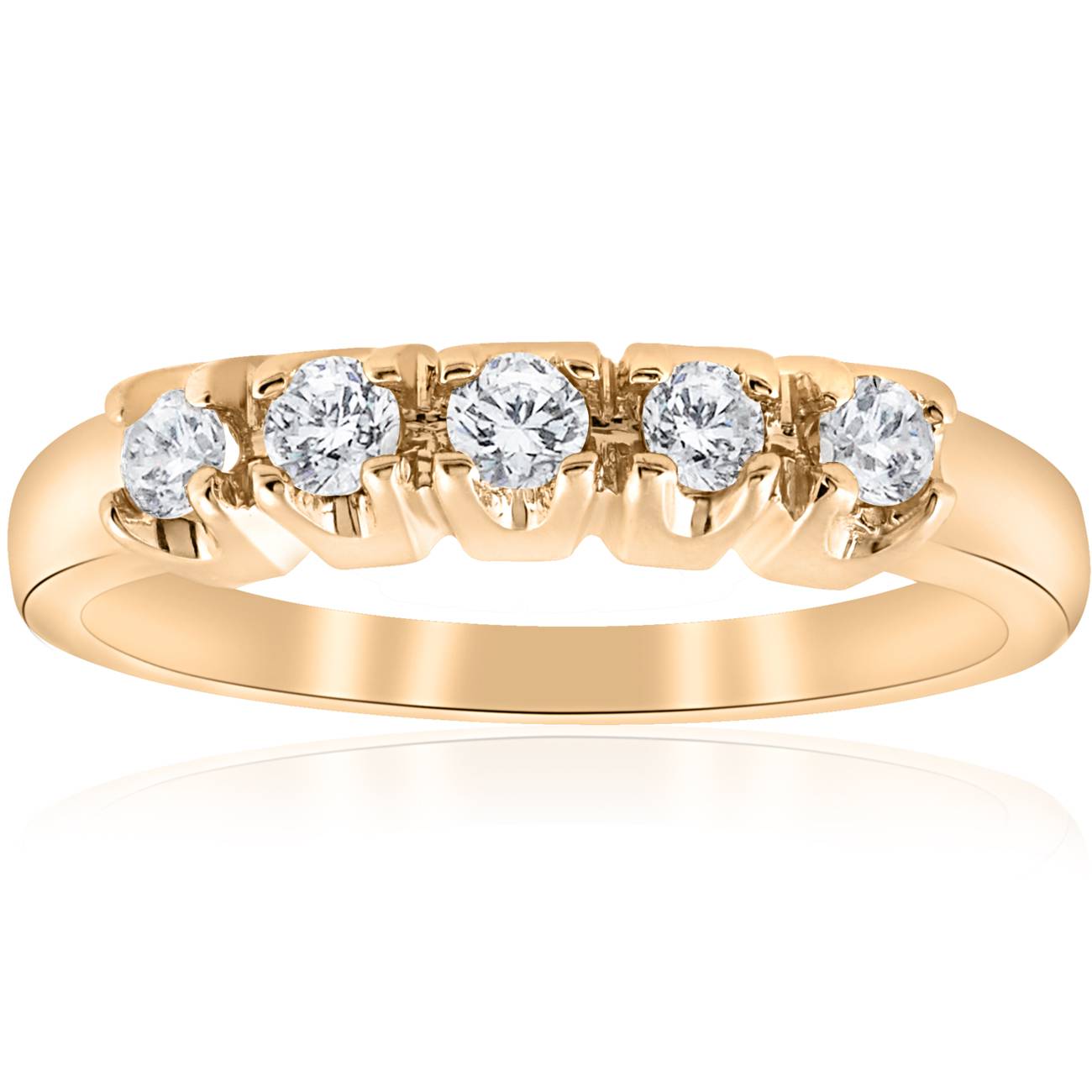 1/2 CT Round Diamond Wedding Anniversary 14K Gold Ring