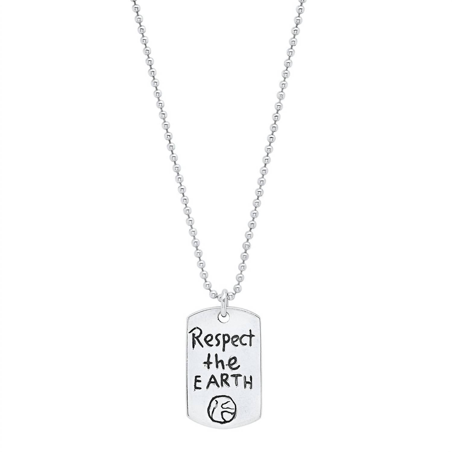 Women's Sterling 'resolutions We Can All Keep' Dogtags Max Necklace In Respect The Earth