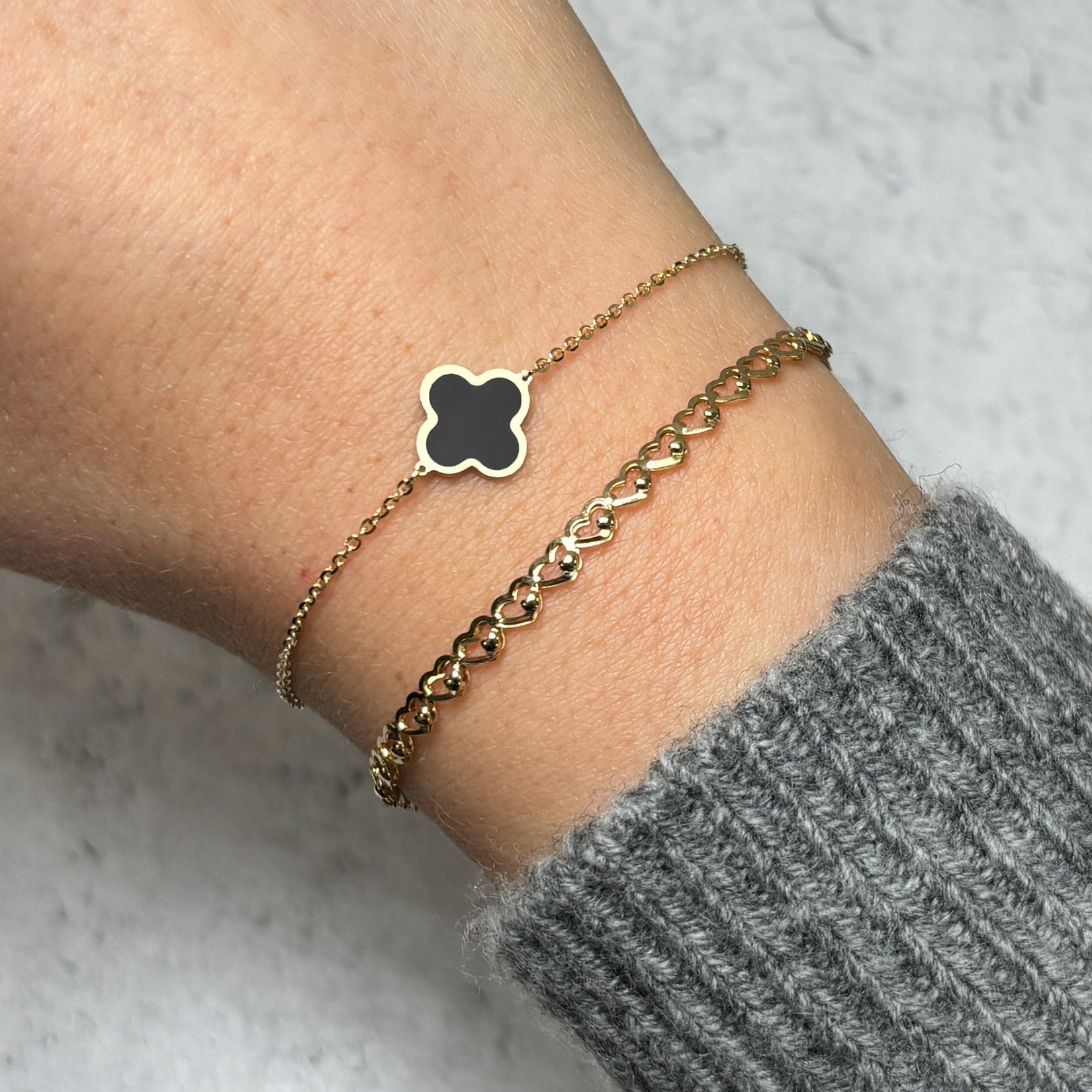 Small Onyx Single Clover Bracelet