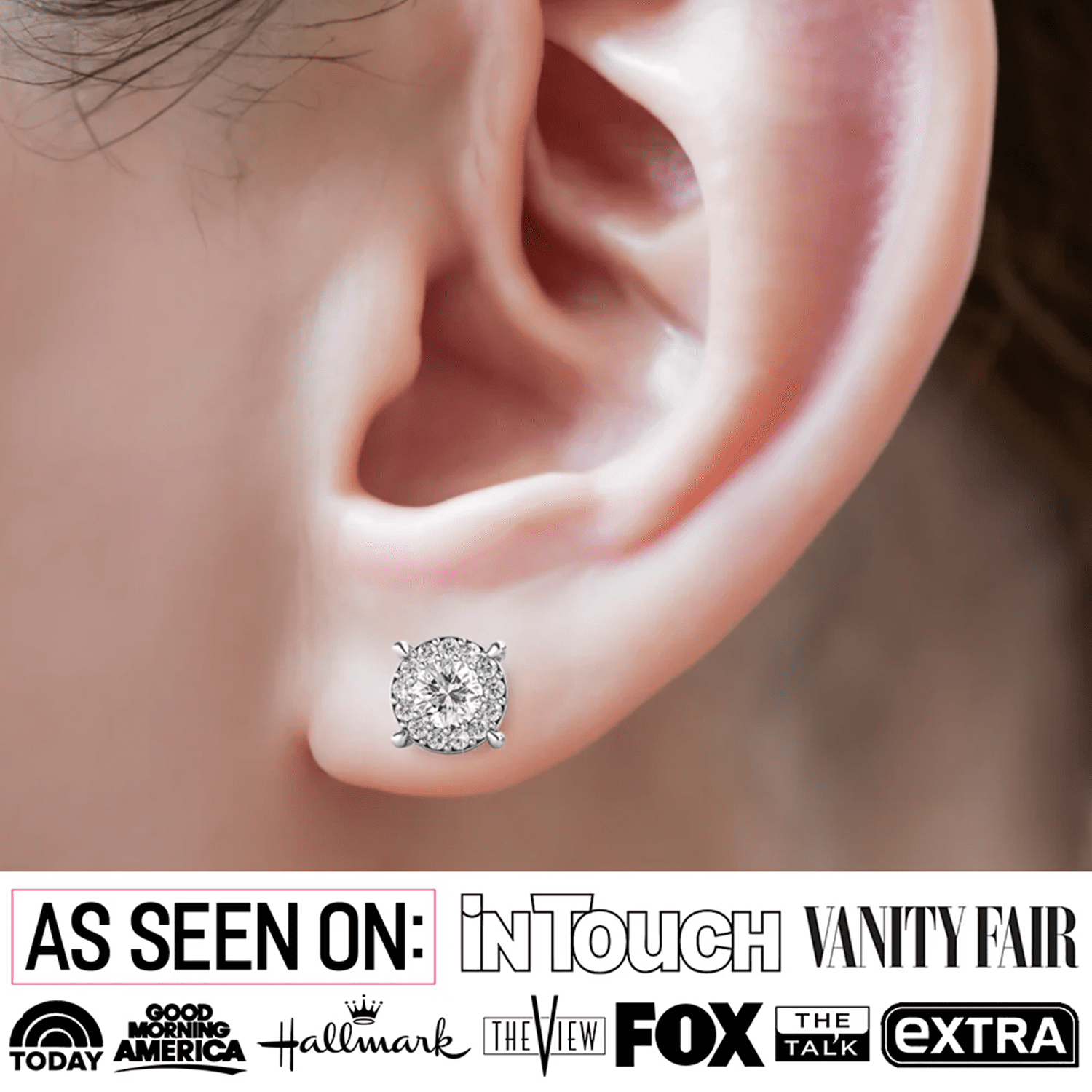 Raylee 18k White Gold Plated Halo Stud Earrings with Swarovski Crystals