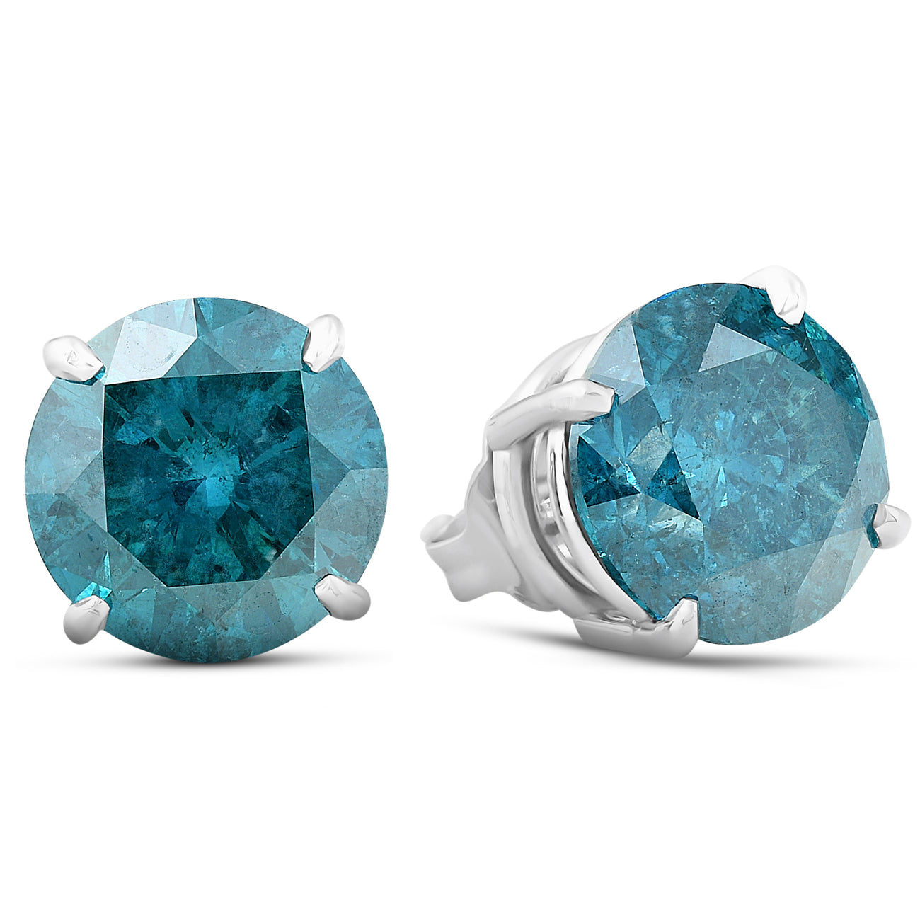 4.03 Ct Blue Diamond Studs 14k White Gold Lab Grown