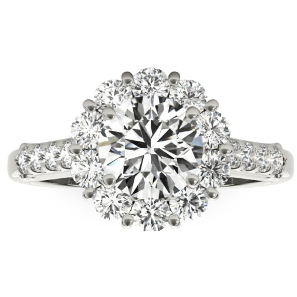 2 1/2 Ct Halo Diamond Engagement Ring 14k White Gold