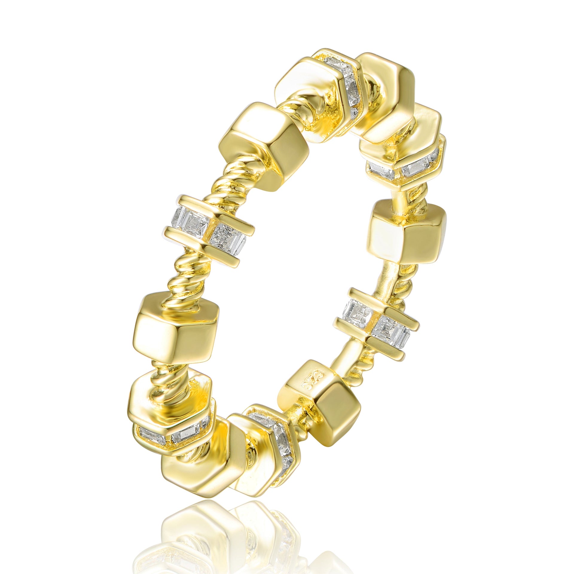 Gold Plated Cubic Zirconia Band Ring