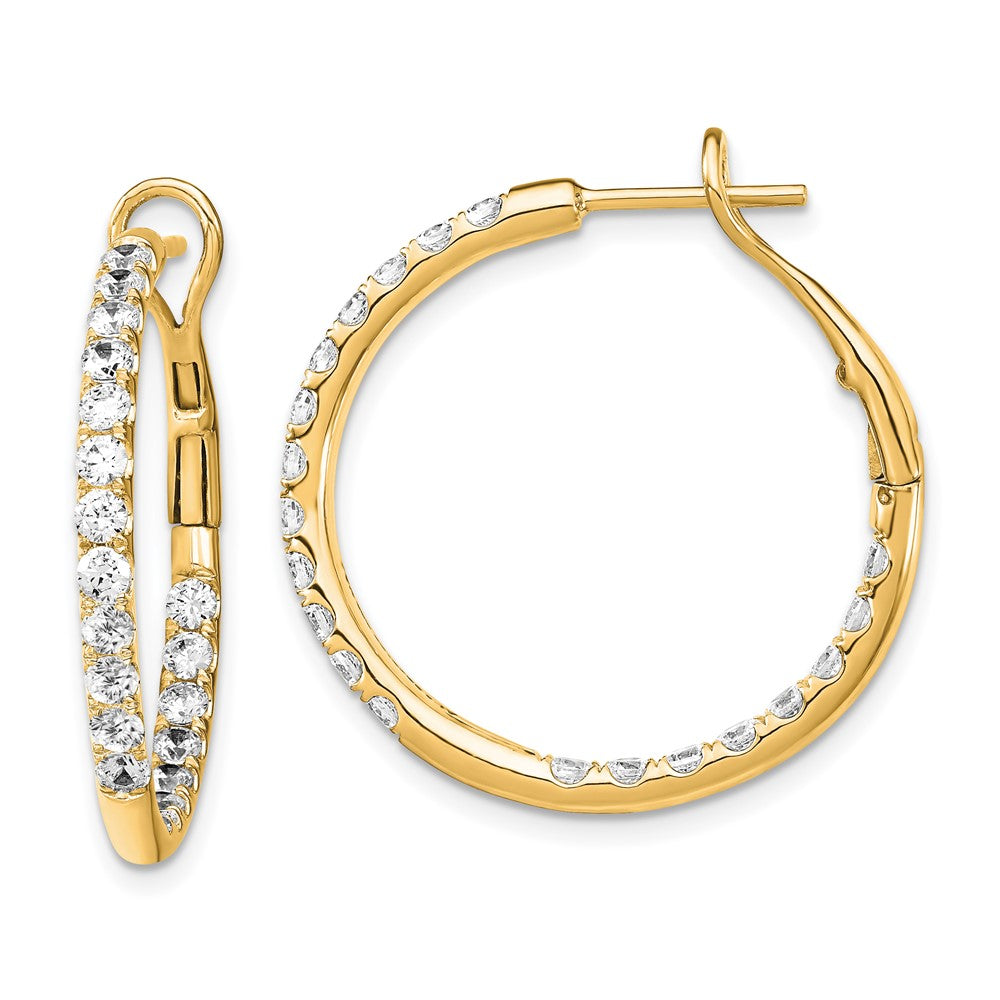 14k Gold 2 CT Lab Grown Diamond In & Out Hoop Earrings VS Clarity G-H Color