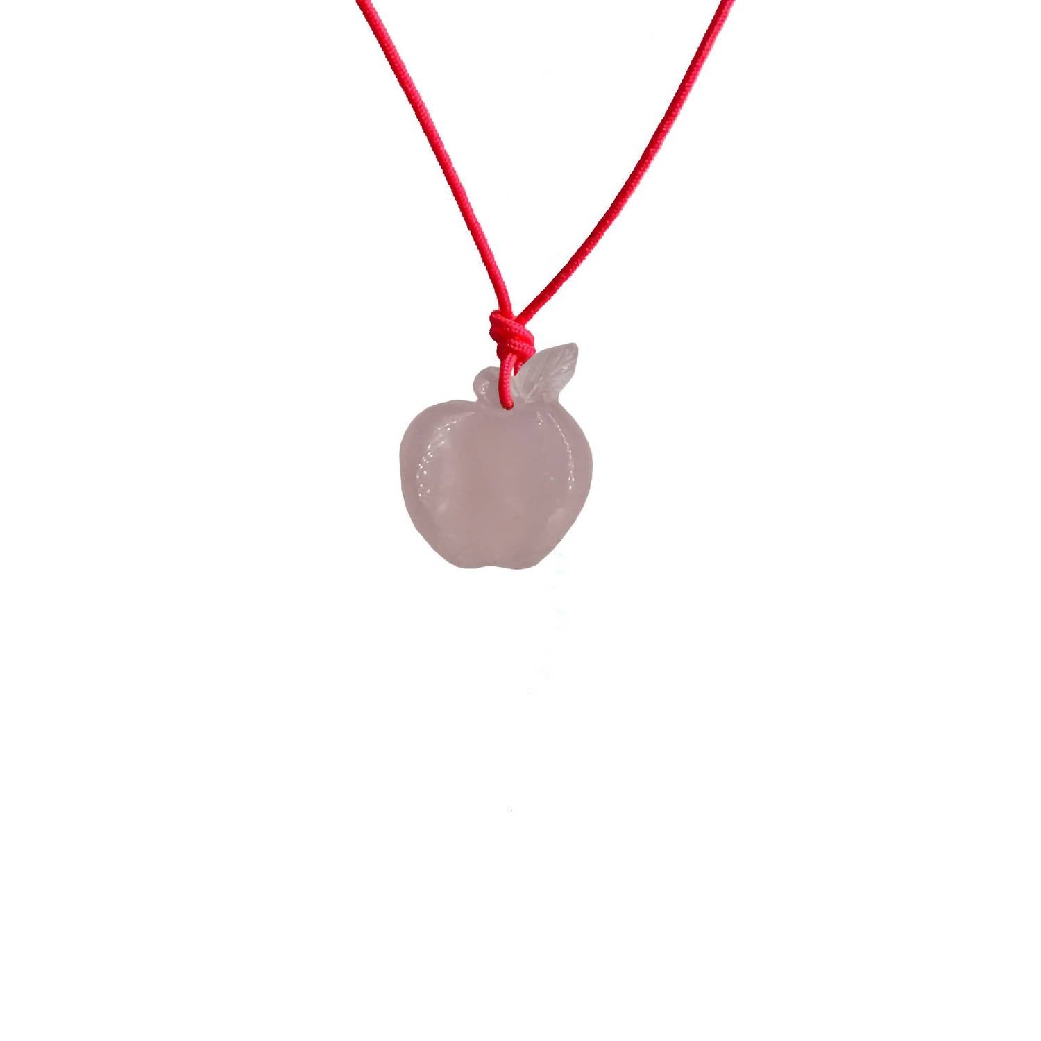 Kid's Apple Necklace In Rose Quartz