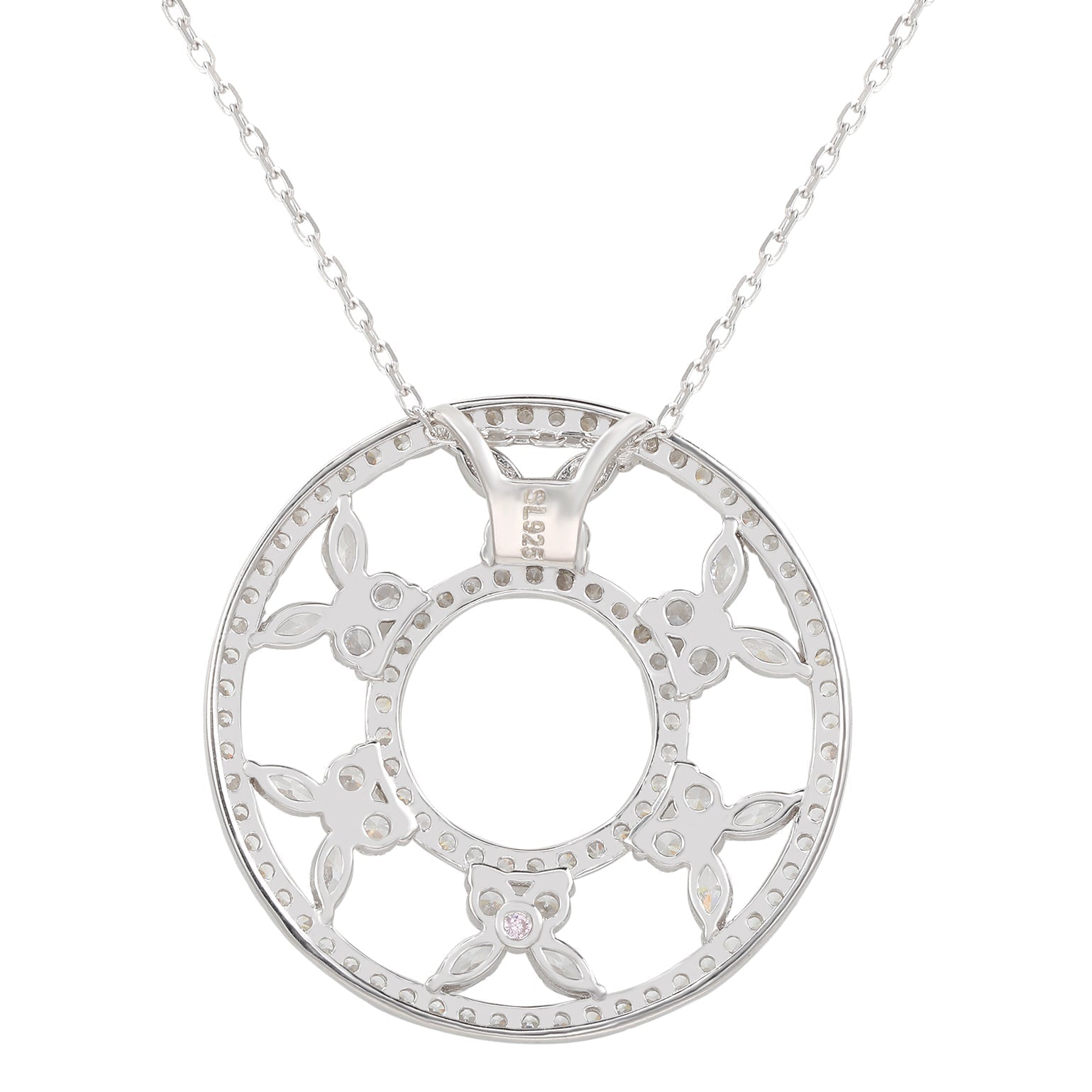 Suzy Levian Sterling Silver Circle Butterfly Cubic Zirconia Necklace