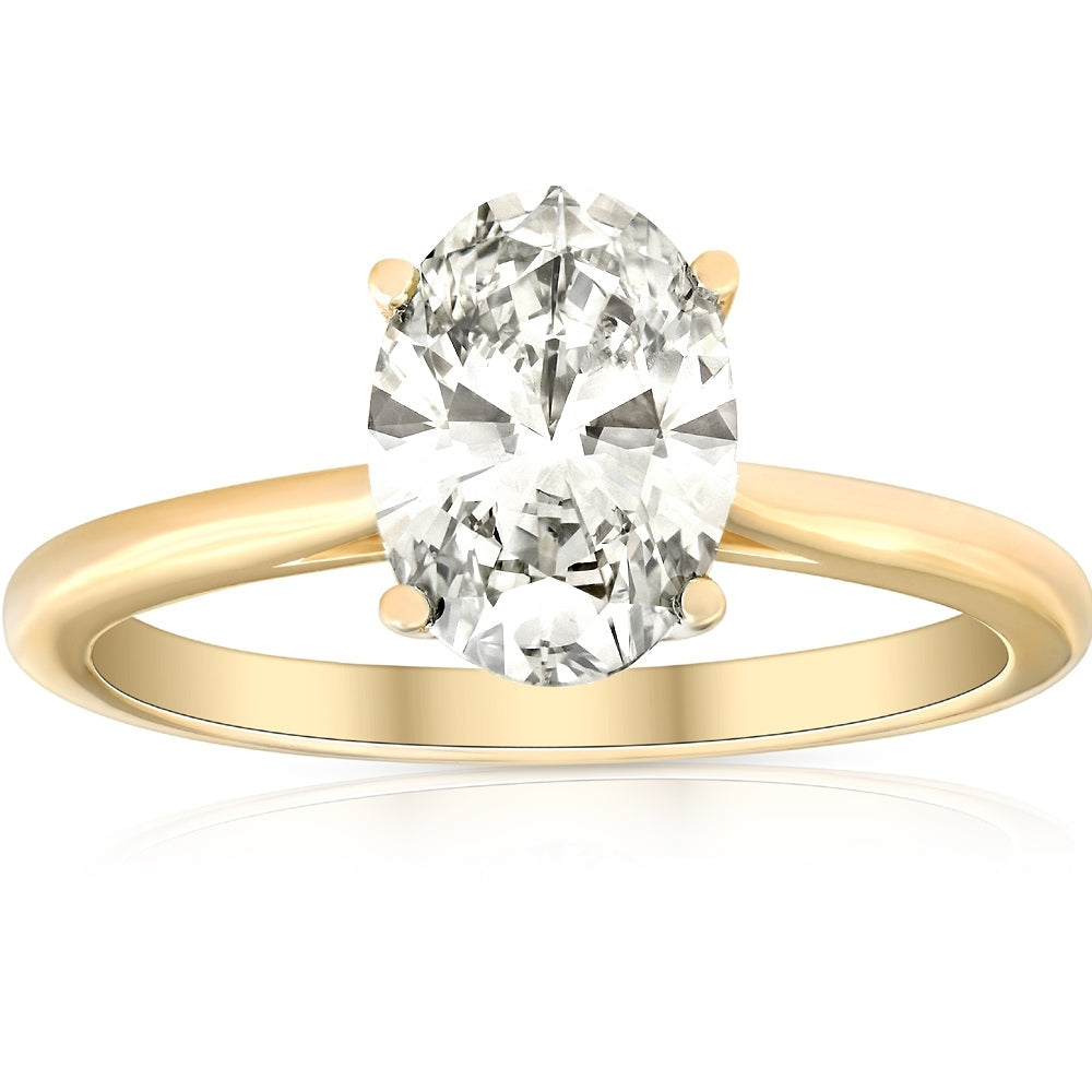 VS 1 3/4 ct Solitaire Oval Diamond 14k Yellow Gold Engagement Ring Lab Grown