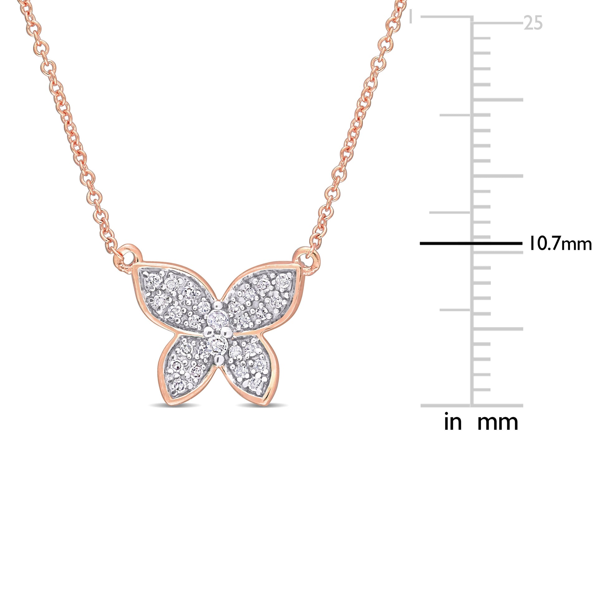 1/8 CT TW Diamond Butterfly Pendant with Chain in 10K Rose Gold