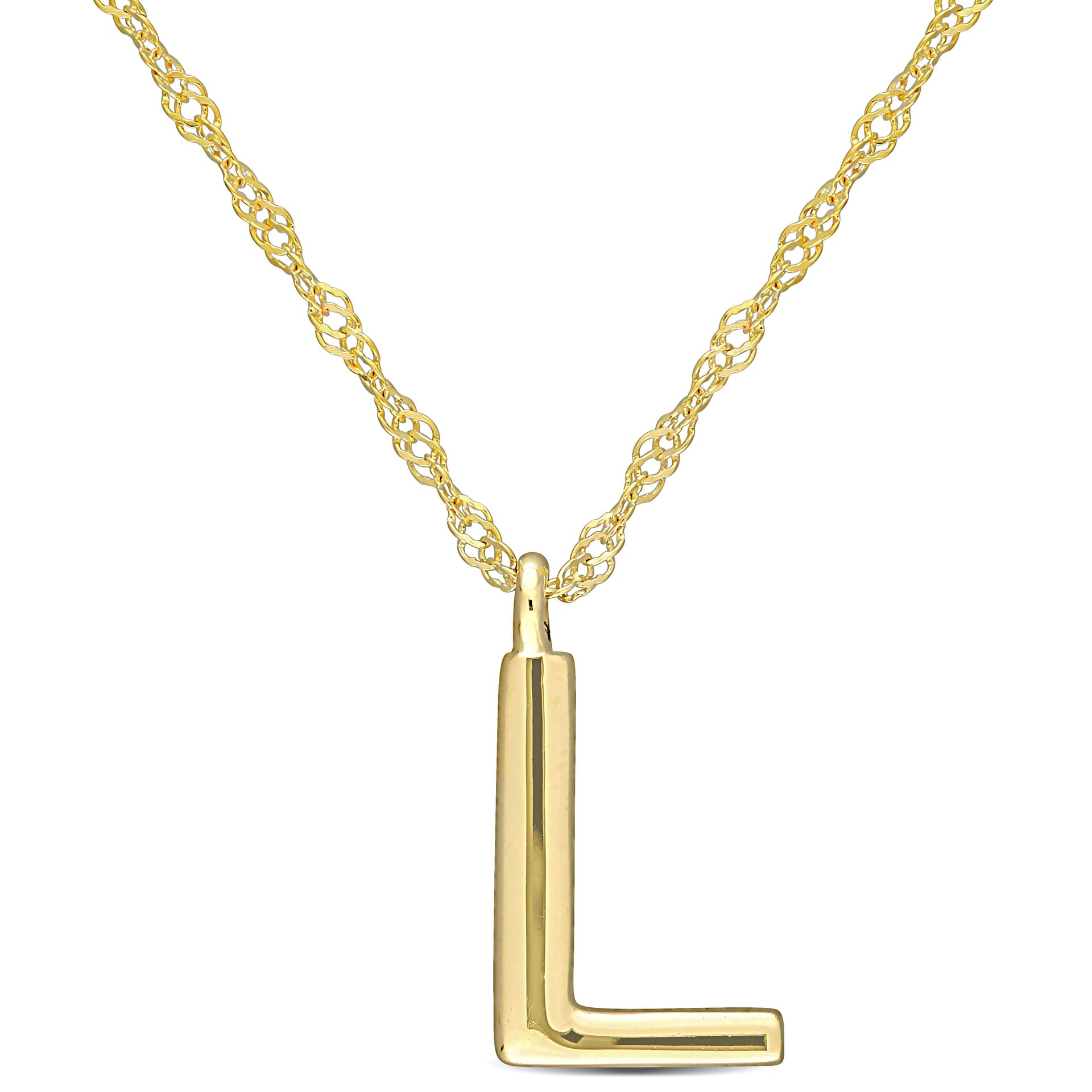 Mimi & Max Initial 'L' Pendant w/ Chain in 14k Yellow Gold