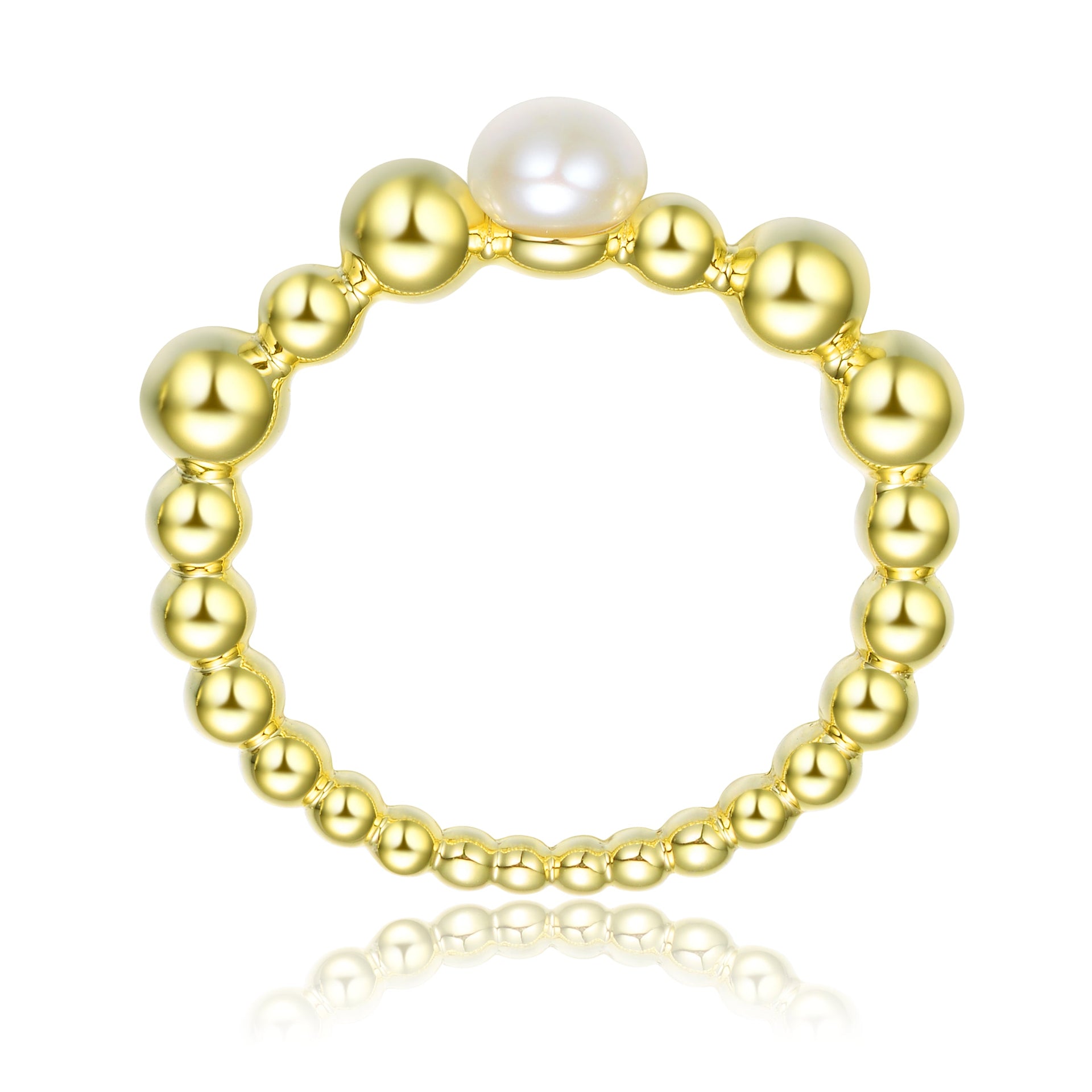 Sterling Silver Gold Plated 4.5MM Fresh Water Pearl Ring
