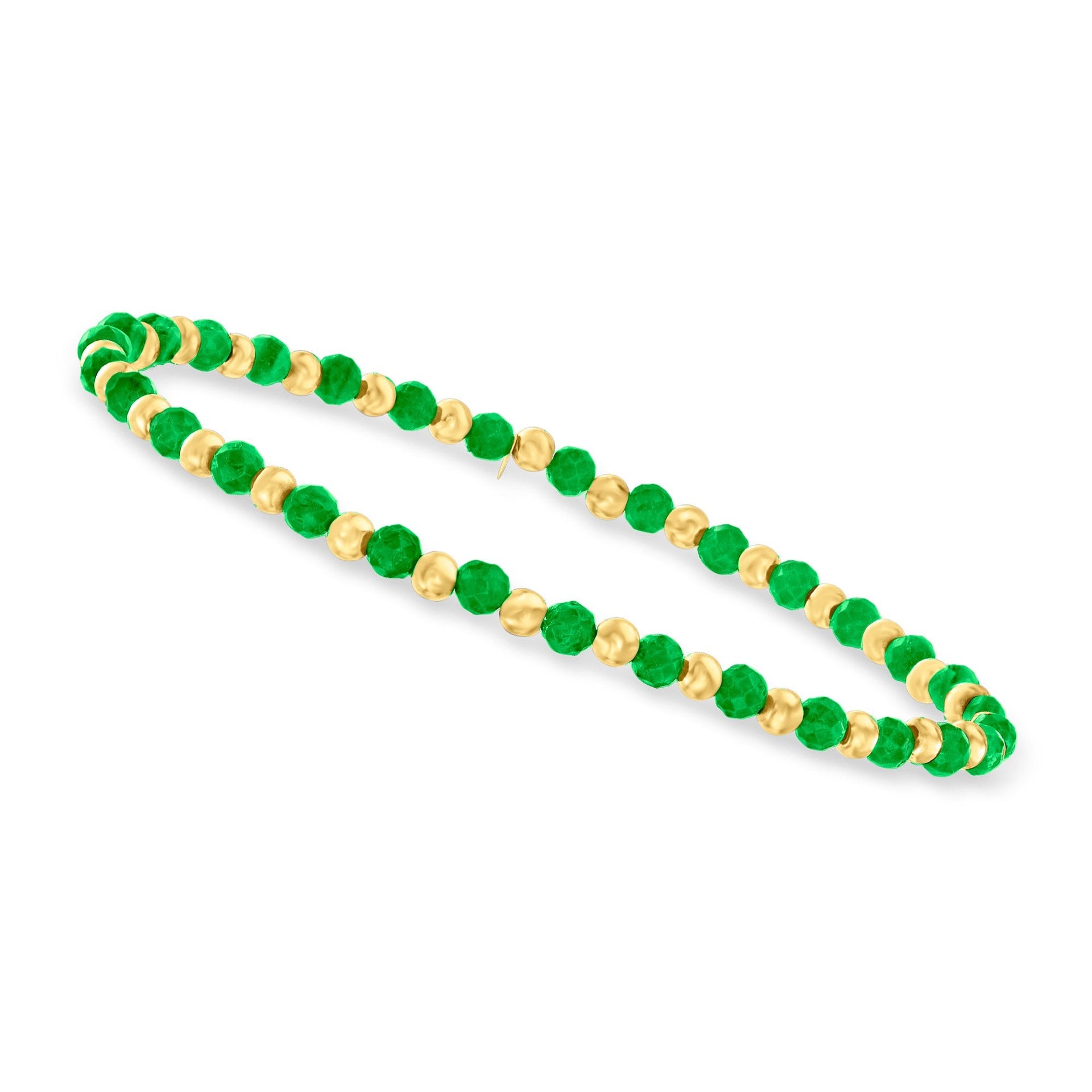 Canaria Emerald Bead Stretch Bracelet in 10kt Yellow Gold