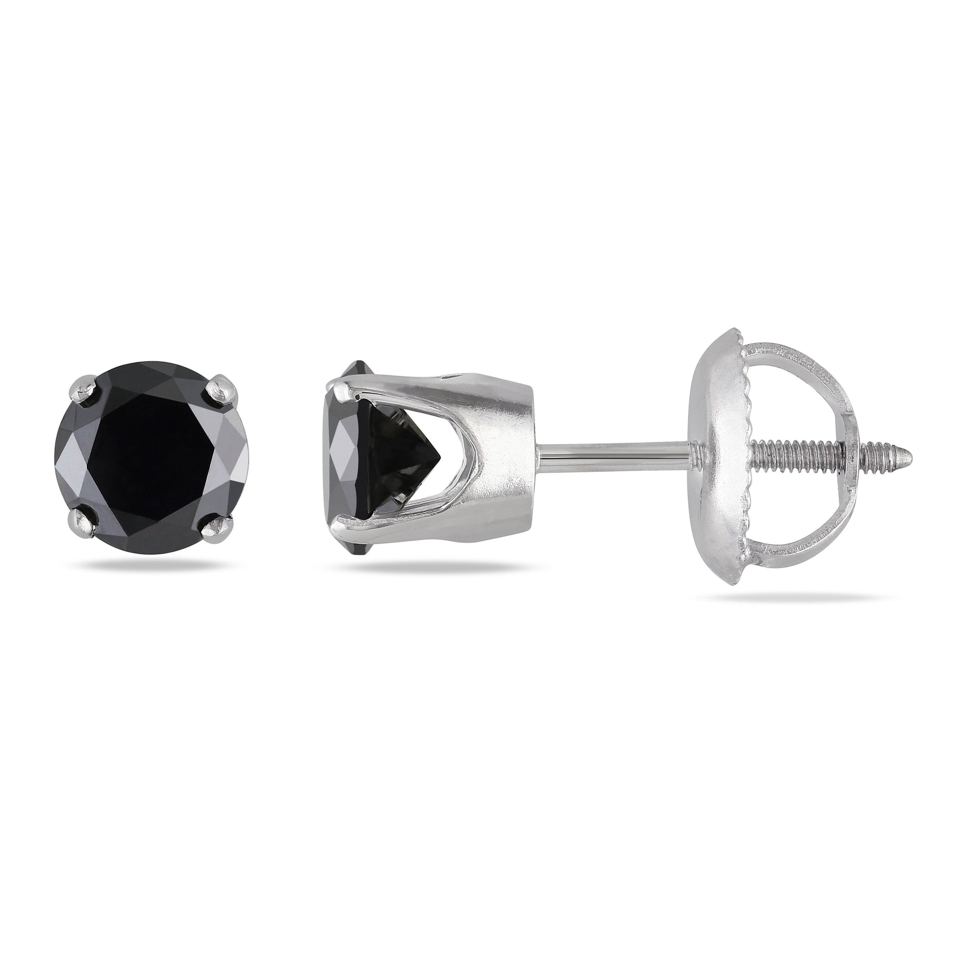 1ct TW Black Diamond Stud Earrings in 14k White Gold