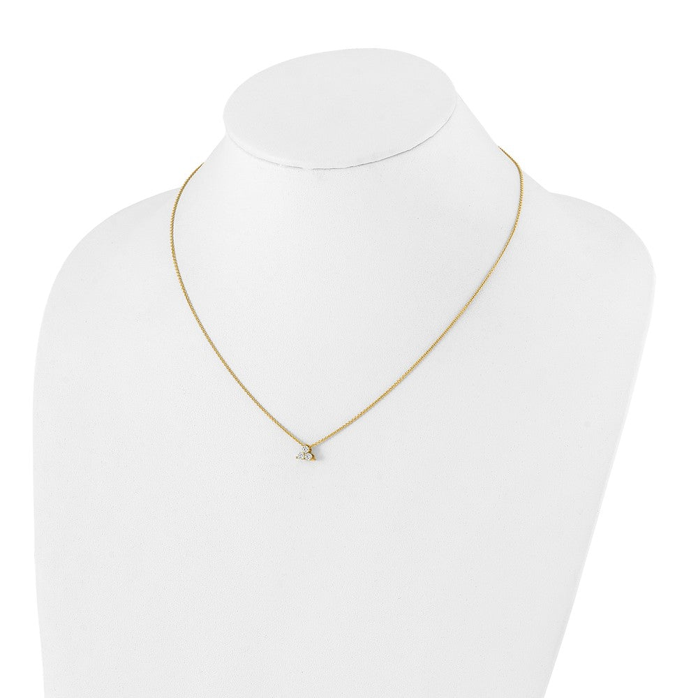 14K Gold Lab Grown Diamond 3 Stone Pendant Necklace 18'