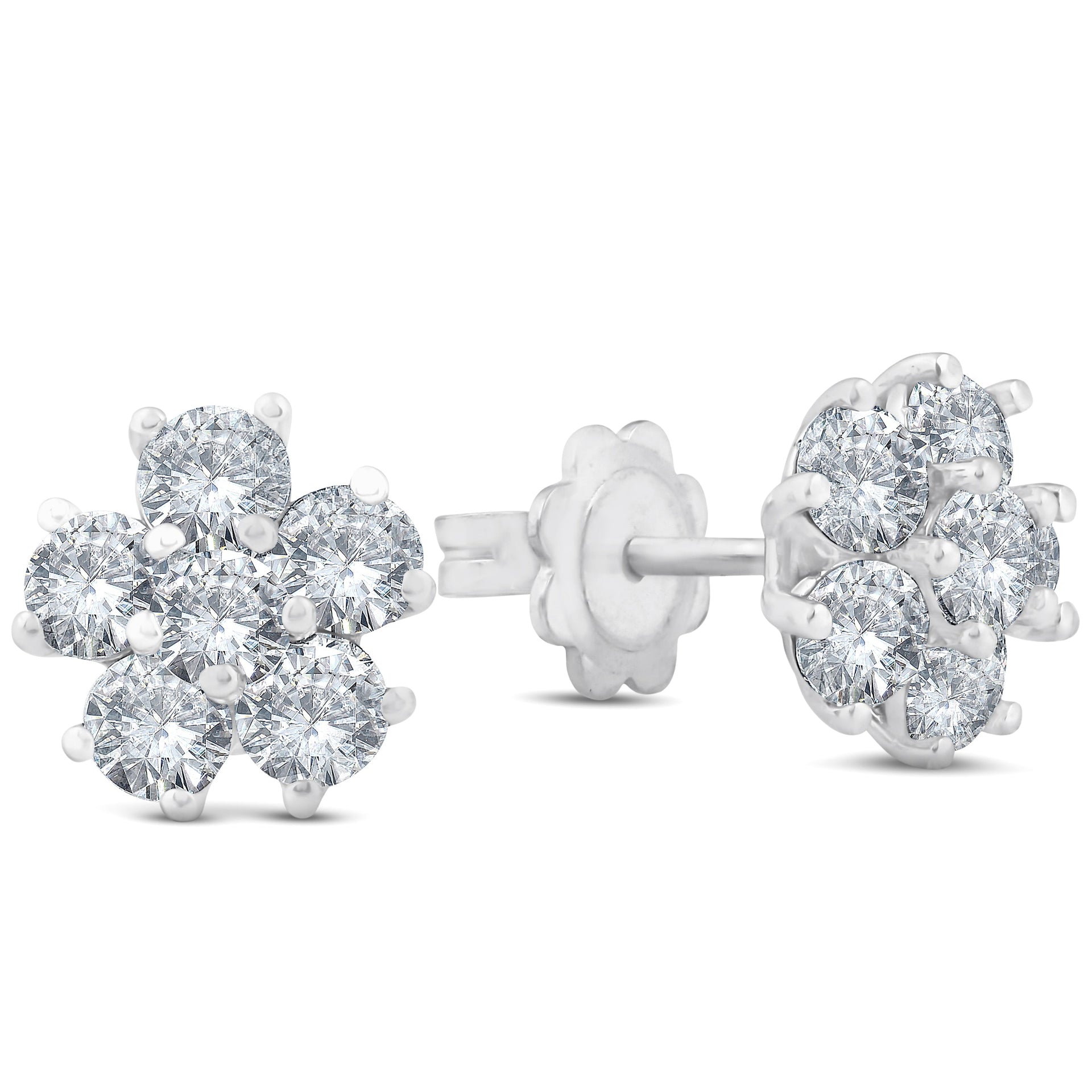 2 3/4 Ct Diamond Starburst Studs Women's Earrings 14k White Gold