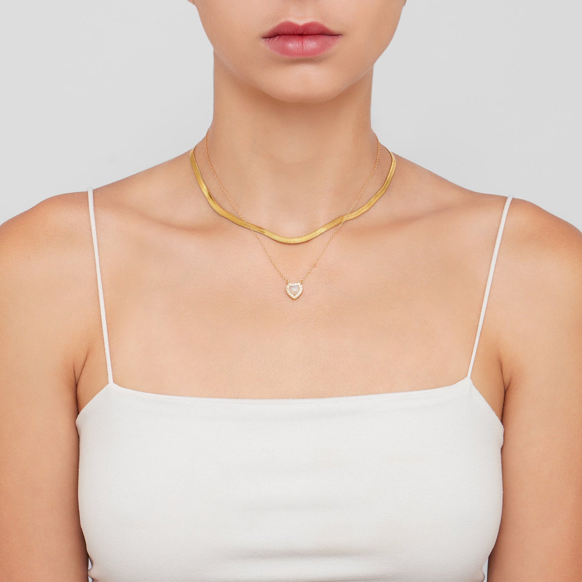 Adornia Heart Halo Necklace 14k gold vermeil