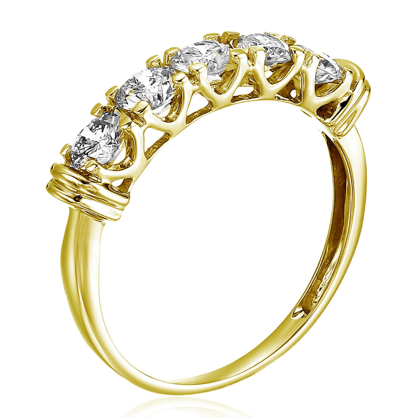 2 Cttw 5 Stone Diamond Ring 14K Yellow Gold Engagement Prong Set Round