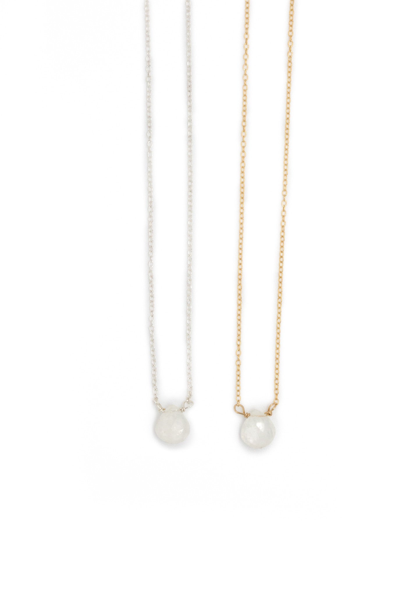 Stephanie Delicate Drop Demi Fine Necklace in Moonstone