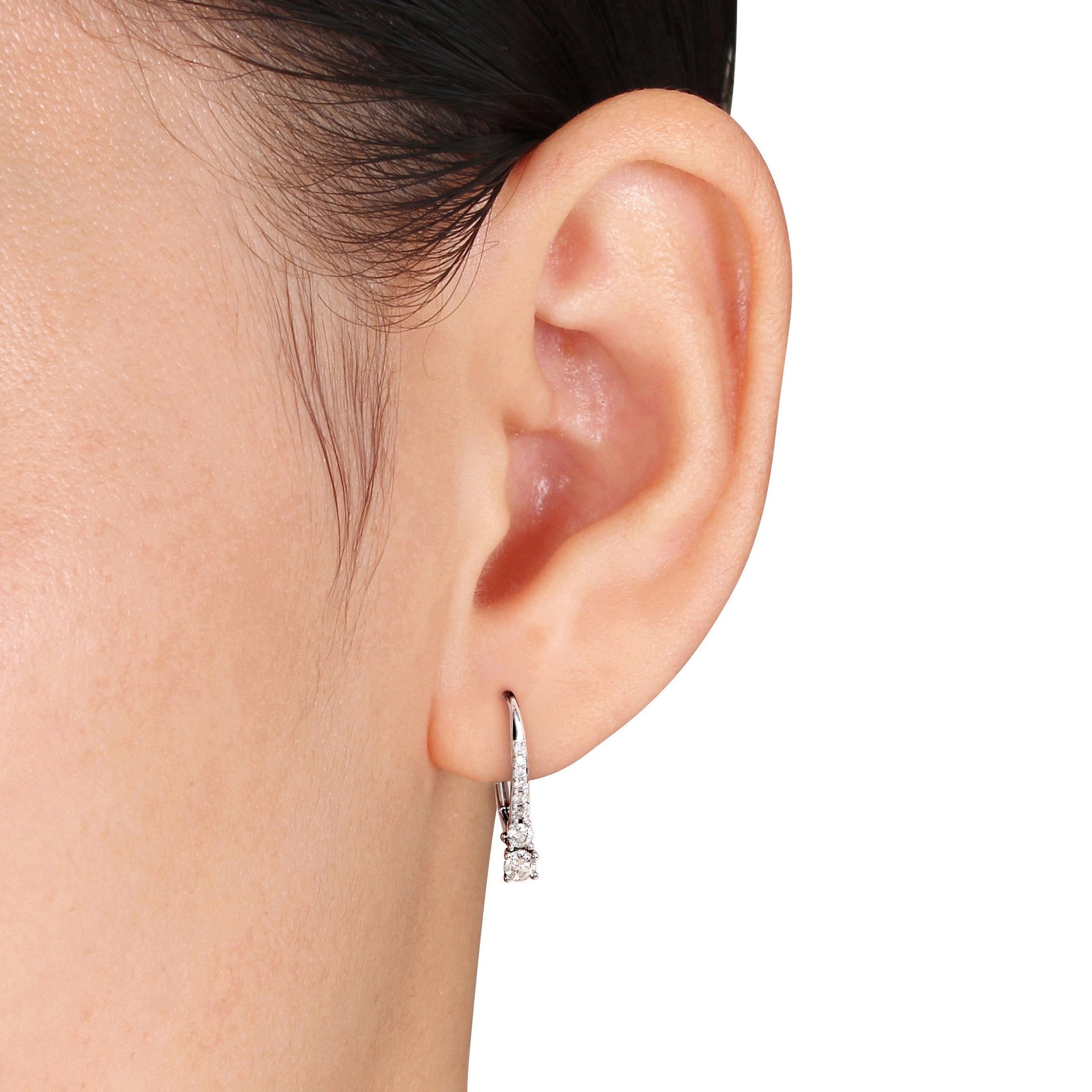 1/3ct TW Diamond Leverback Earrings in 10k White Gold