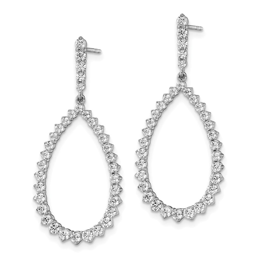 14k White Gold 1 1/2 CT Lab Grown Diamond Fancy Dangle Hoop Earrings VS Clarity D-E Color