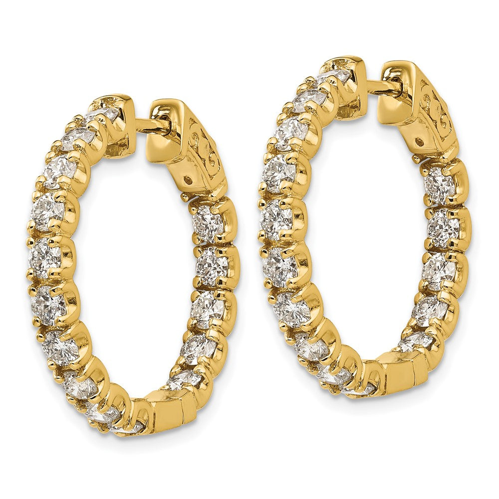 14k Gold 2 3/4 CT Lab Grown Diamond Patented Safety Clasp In And Out Hoop Earrings VS Clarity D-E Color
