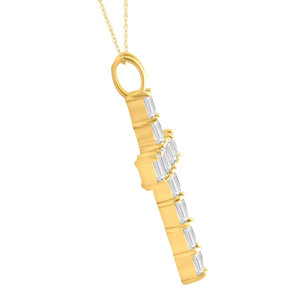 5.80Ct Princess Cut Diamond Cross Pendant 14k Gold Necklace Lab Grown 1 1/2'